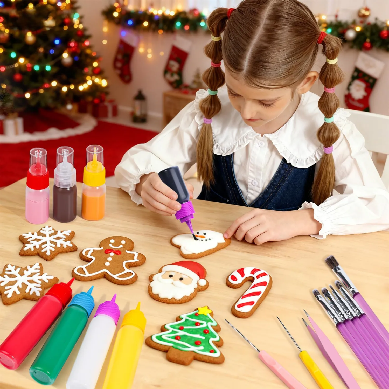 YGDZ Cookie Decorating Kit, Icing Bottle, Squeeze Writer Bottles (1 and 2 Ounce), Brush for Cake Decorating, Cookie Scribe Needle, Food Coloring Tools, Icing Cookie Supplies
