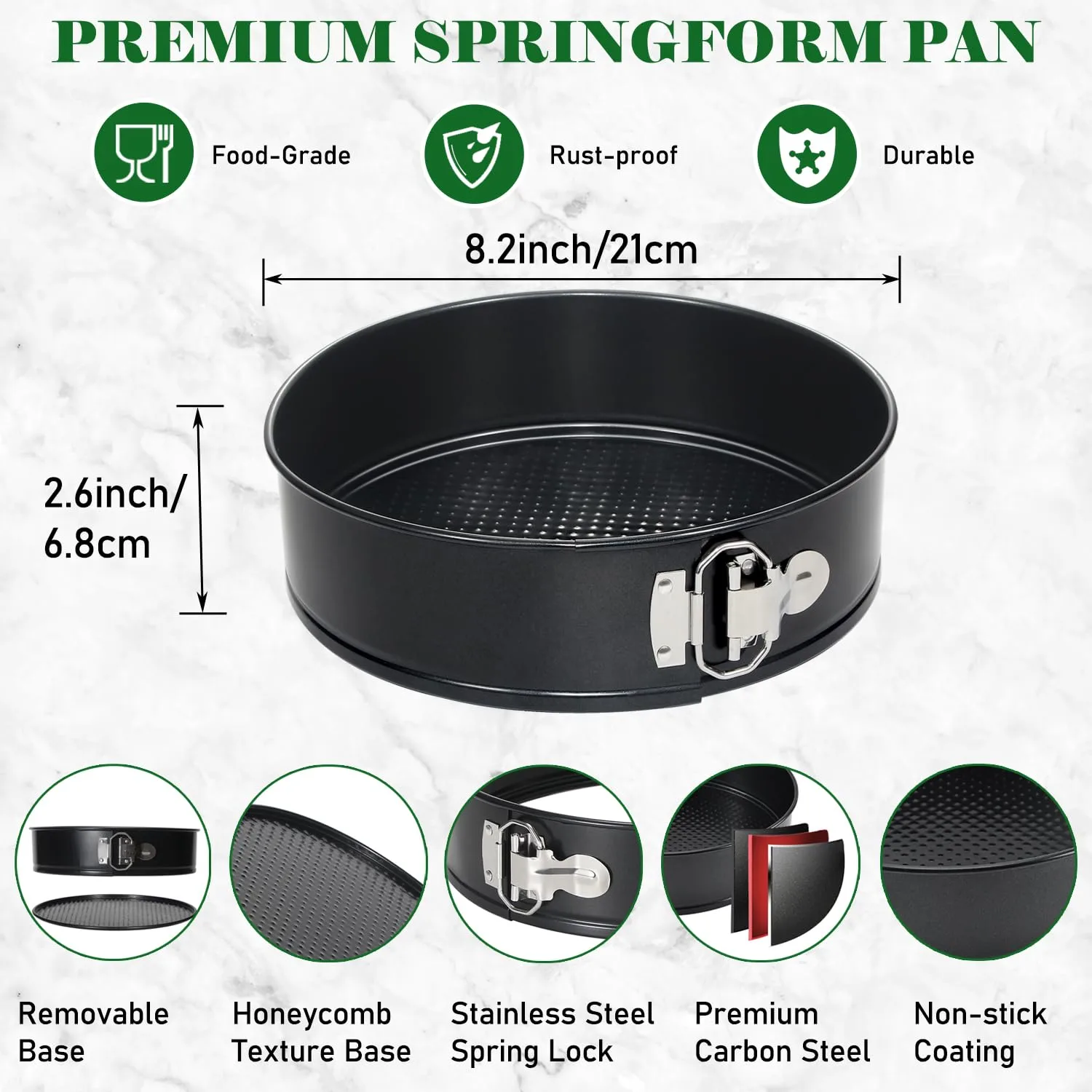 Tellshun 8 Inch Non-stick Springform Pan with 50 Pcs Parchment Paper Cheesecake Pan with Removable Bottom Baking Mold Round Leakproof