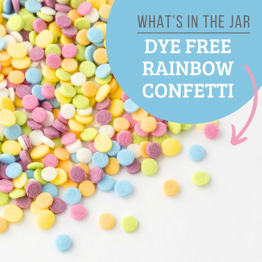 Sweets Indeed Dye Free Rainbow Sprinkles, No Artificial Dyes, Edible Sprinkle Mix, Perfect for Cake Decorations, Baking, Ice Cream, Cookies, Cupcake Topper (Dye Free Confetti Circle)