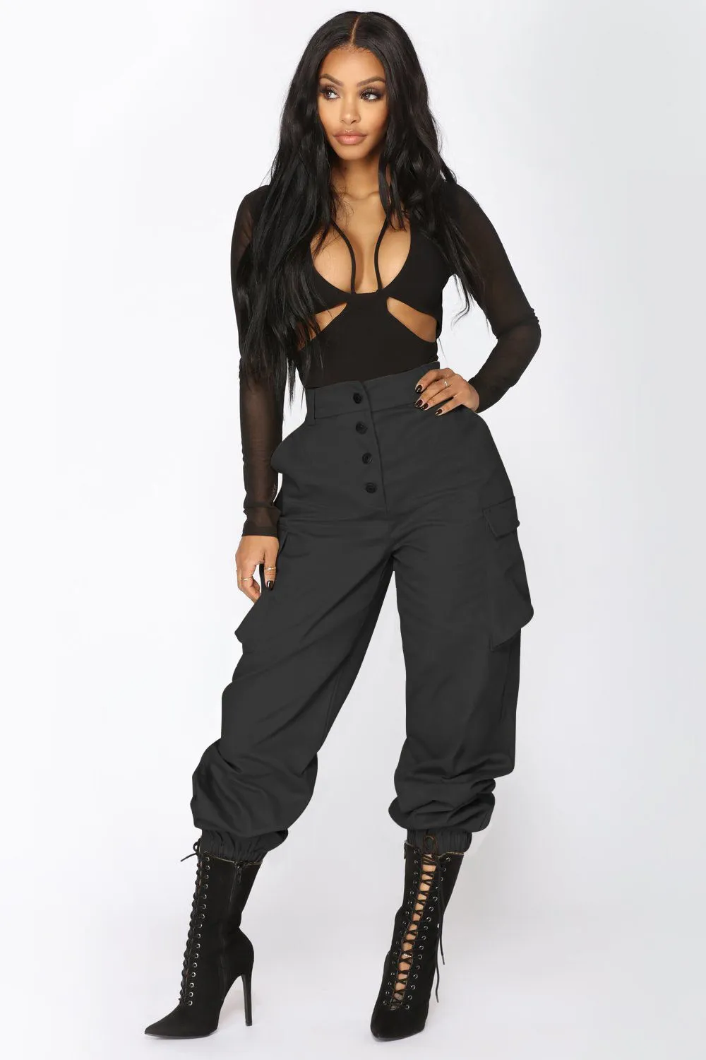 European And American-style Trendy High-waisted Drawstring Casual Pants