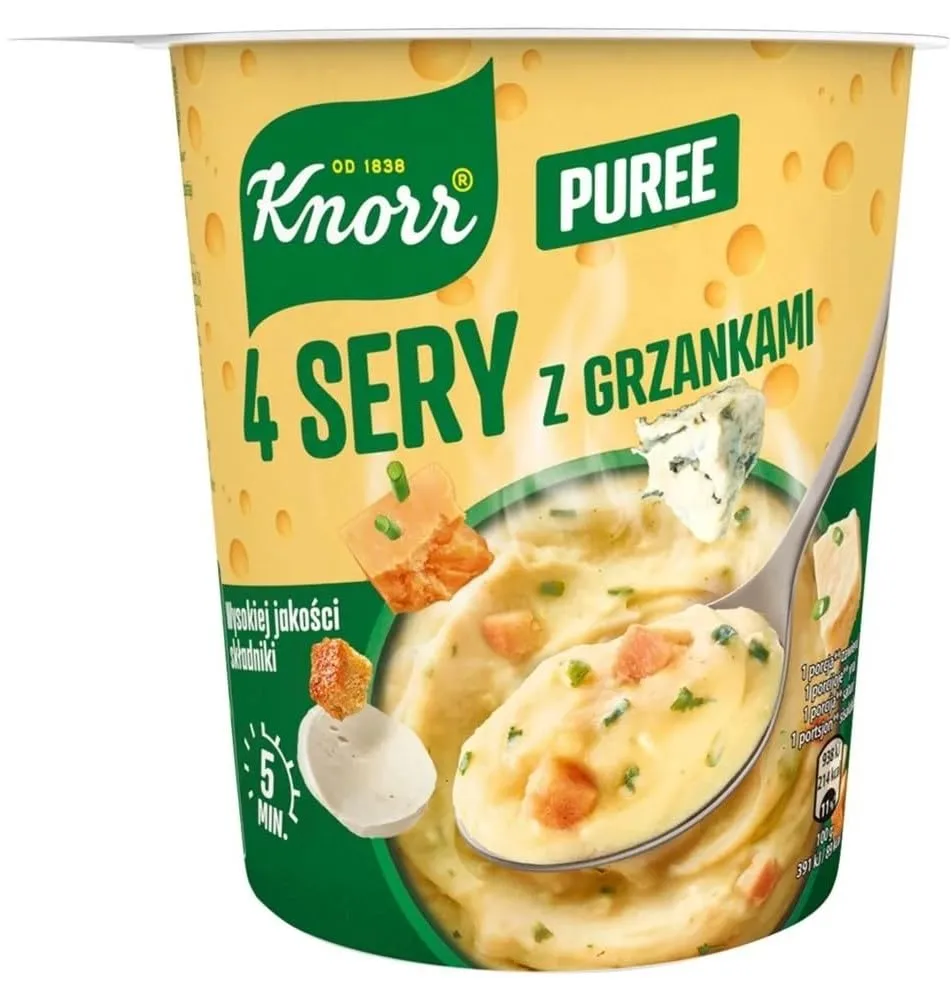 Knorr Purée 4 Sery z Grzankami, Four Cheese Instant Mashed Potatoes with Croutons, 50g/1.75oz (2-Pack)