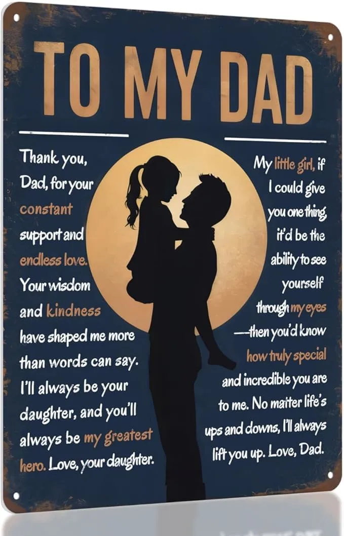 To My Dad Vintage Metal Tin Signs Plaque Wall Decor Bar Bathroom Toilet Retro Parlor Posters Cafe Store 12x8 inch