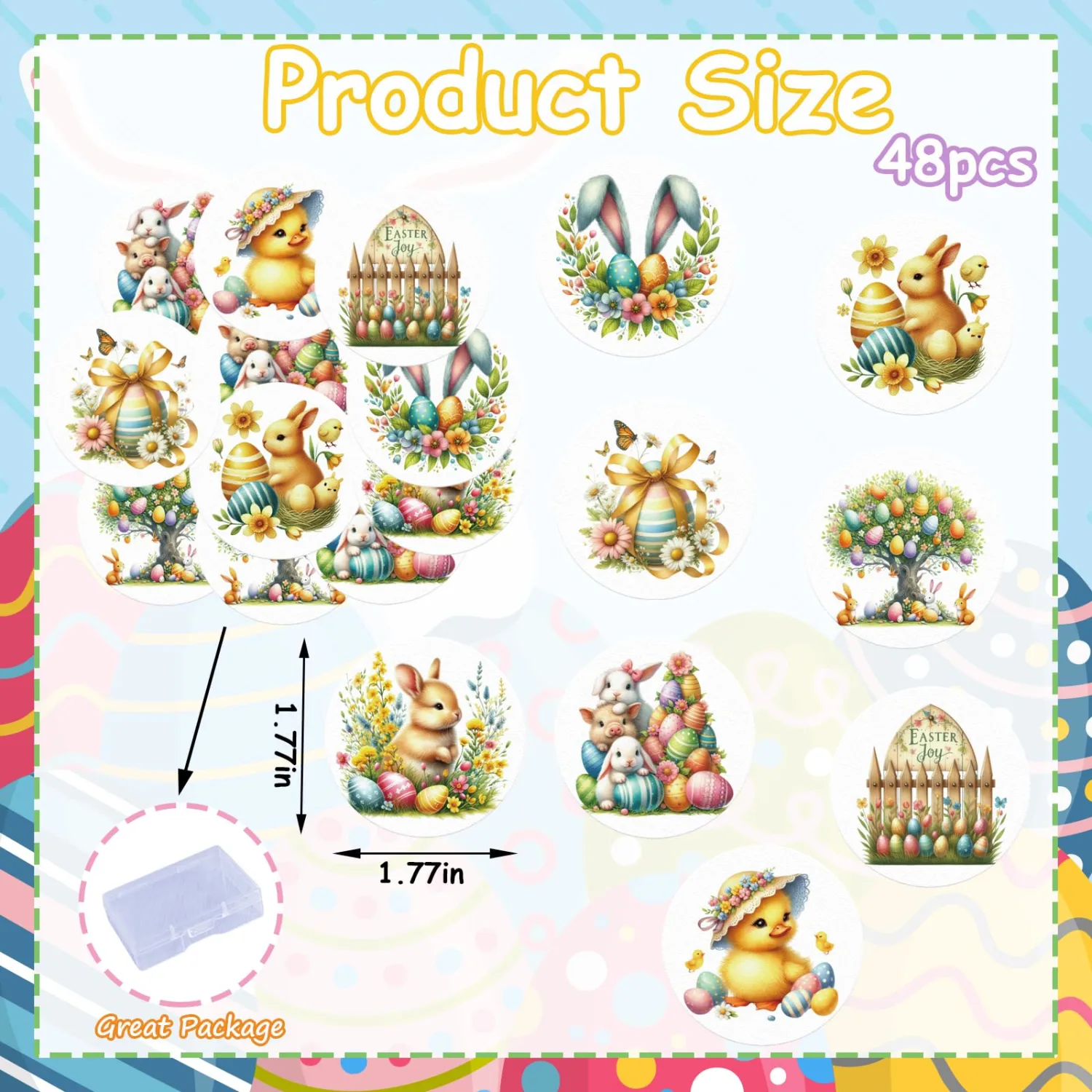 48PCS Edible Happy Easter Cupcake Toppers Edible Spring Bunny Cupcake Picks Wafer Paper Bunny Cake Toppers for Easter Theme Birthday Baby Shower Party Cake Supplies