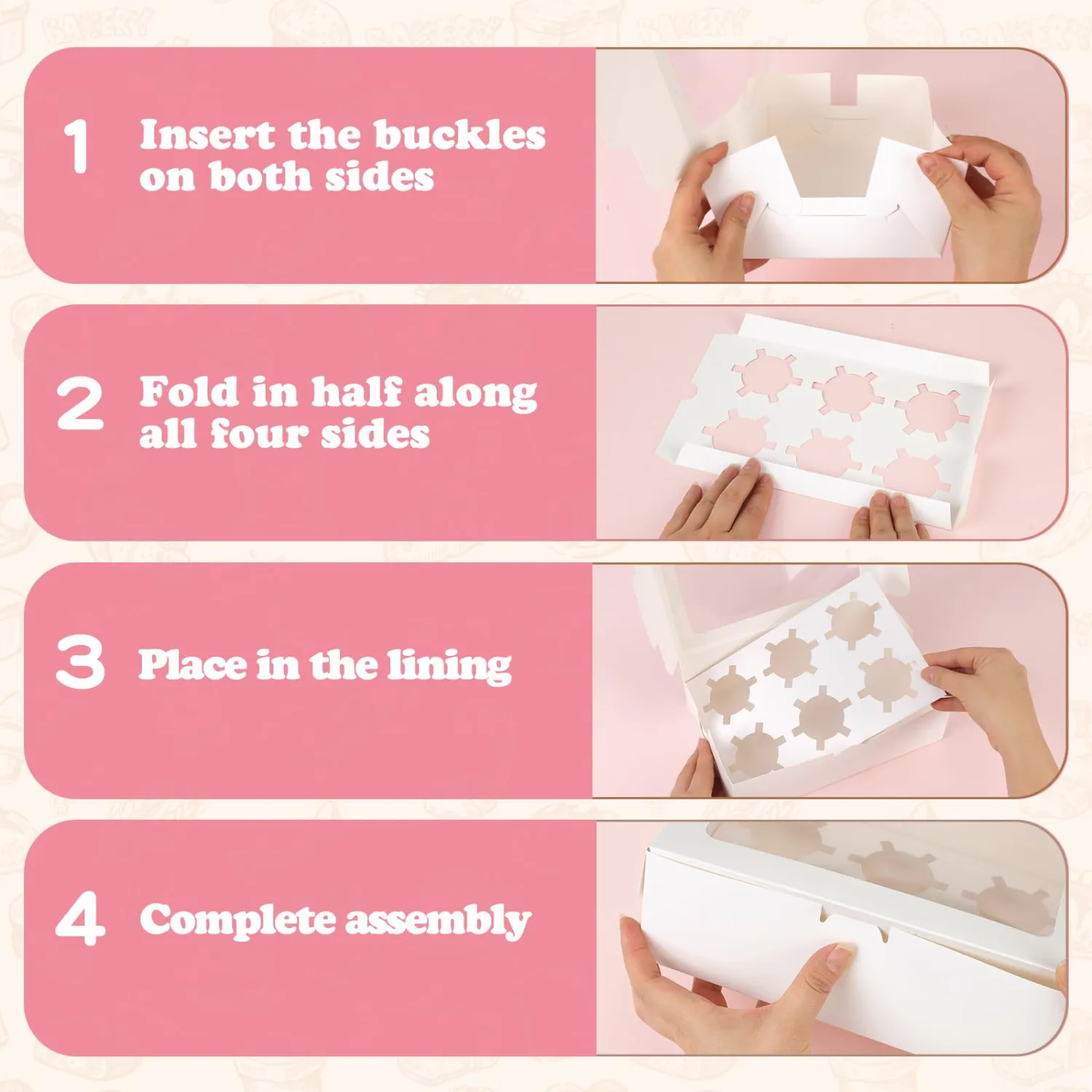TOMNK 6 Count White Cupcake Boxes with Window - 36 Total Capacity Cupcake Carrier Sets for Birthday Holiday Party Bakery Supplies