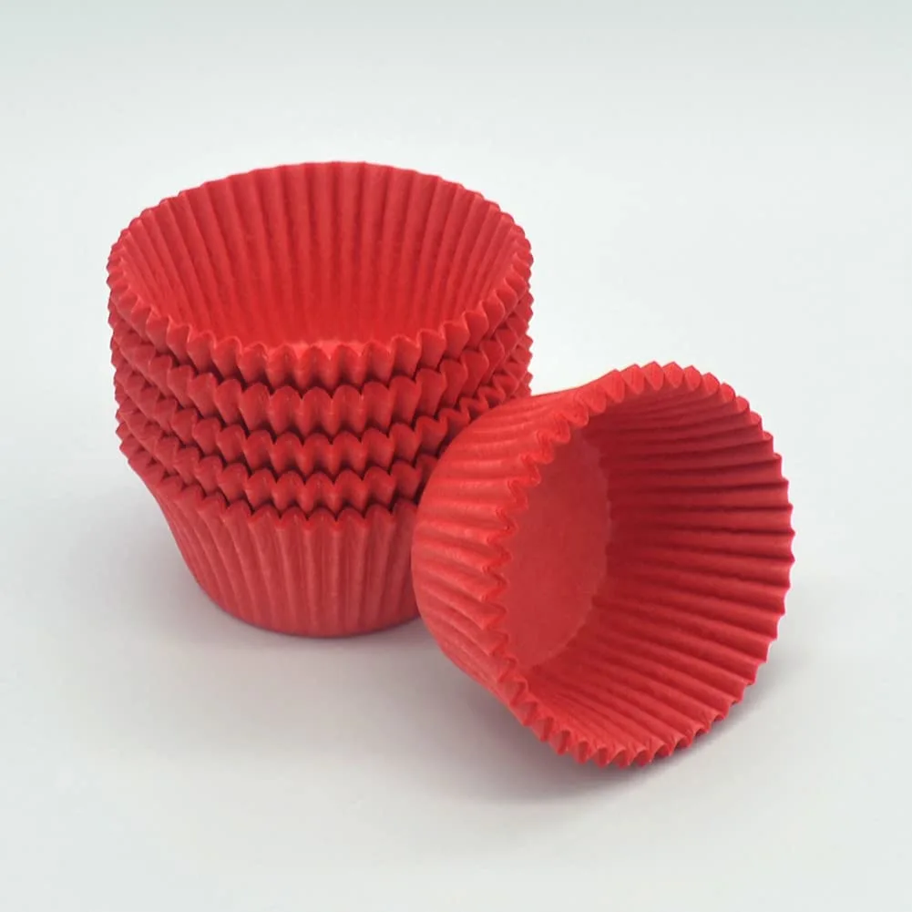 Red Cupcake Liners Greaseproof Paper Standard Baking Cups for Wedding Party and More, 150-Count