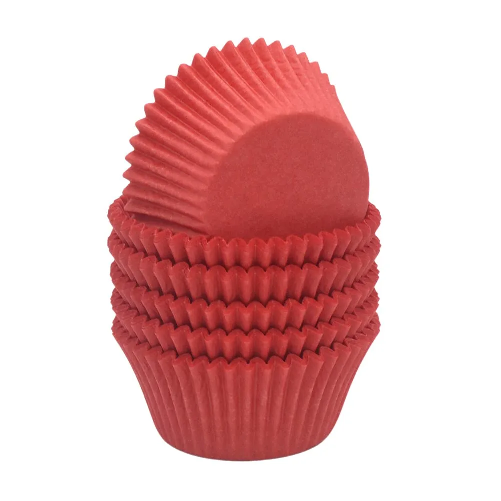 Red Cupcake Liners Greaseproof Paper Standard Baking Cups for Wedding Party and More, 150-Count