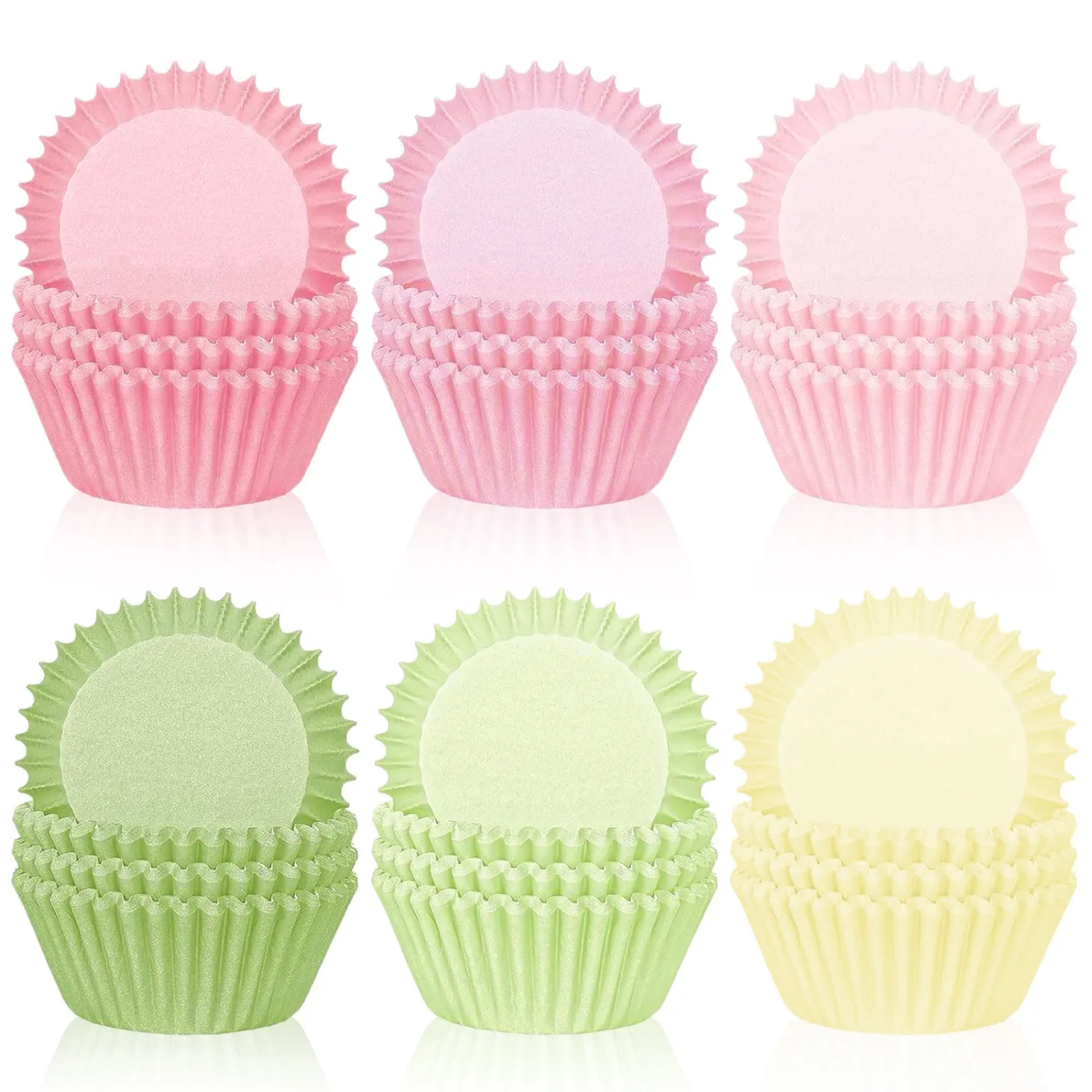 Whaline 300Pcs Pastel Colorful Cupcake Liners Paper Baking Cups Gradient Pink Green Standard Muffin Cupcake Wrappers for Spring Easter Wedding Baby Shower Birthday Party Supplies