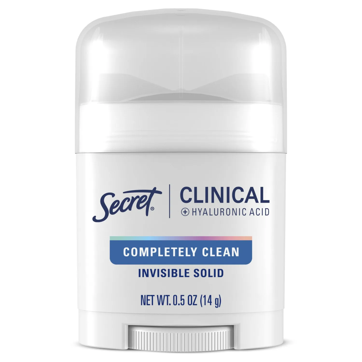 Secret Clinical Strength Antiperspirant Deodorant for Women, 100hr Sweat & Odor Protection, 3X Stress Protection with Hyaluronic Acid, PH Balanced, Invisible Solid, Completely Clean Scent, 0.5 oz