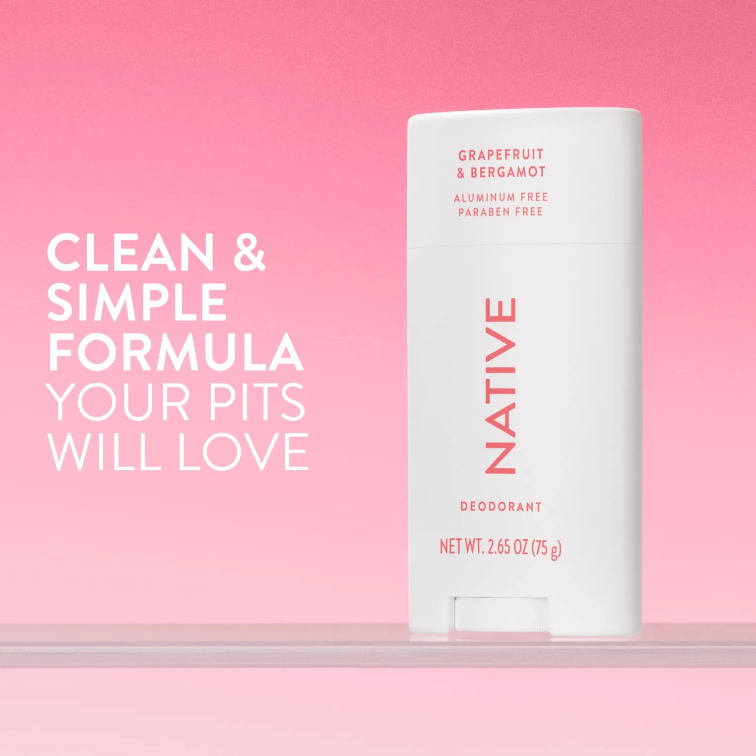 Native Deodorant Contains Naturally Derived Ingredients, 72 Hour Odor Control, Deodorant for Women and Men, Aluminum Free, Grapefruit & Bergamot 2.65oz