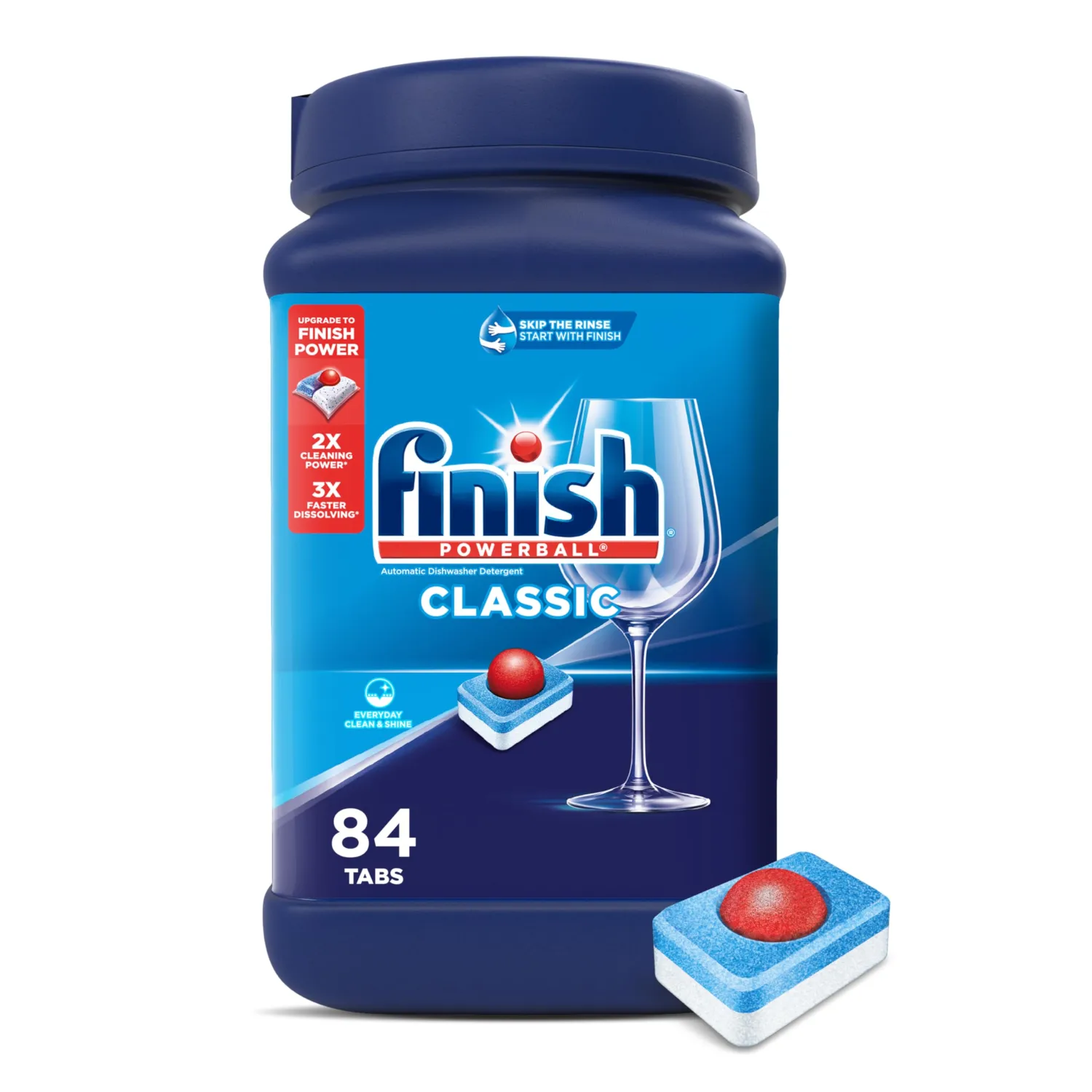 Finish Classic Dishwasher Pods, No Pre-Rinse Dishwasher Detergent Soap For Clean & Shine everyday with grease fighting Power, 84 count