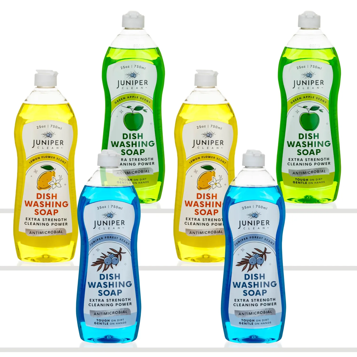 Dish Soap, Lemon & Apple & Forest Scent, Liquid Dish Washing Soap Squeeze Bottle 25 Fl Oz (Pack of 6)