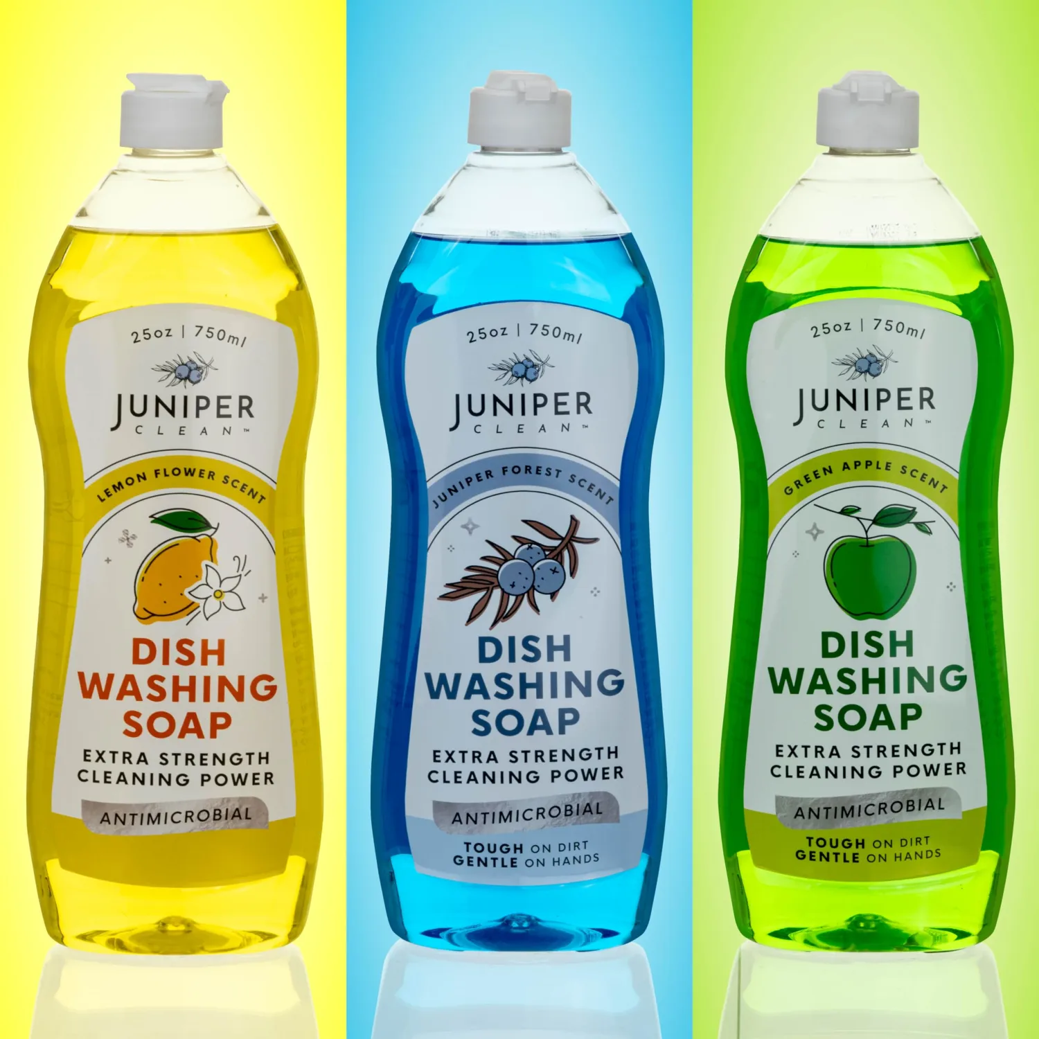 Dish Soap, Lemon & Apple & Forest Scent, Liquid Dish Washing Soap Squeeze Bottle 25 Fl Oz (Pack of 6)