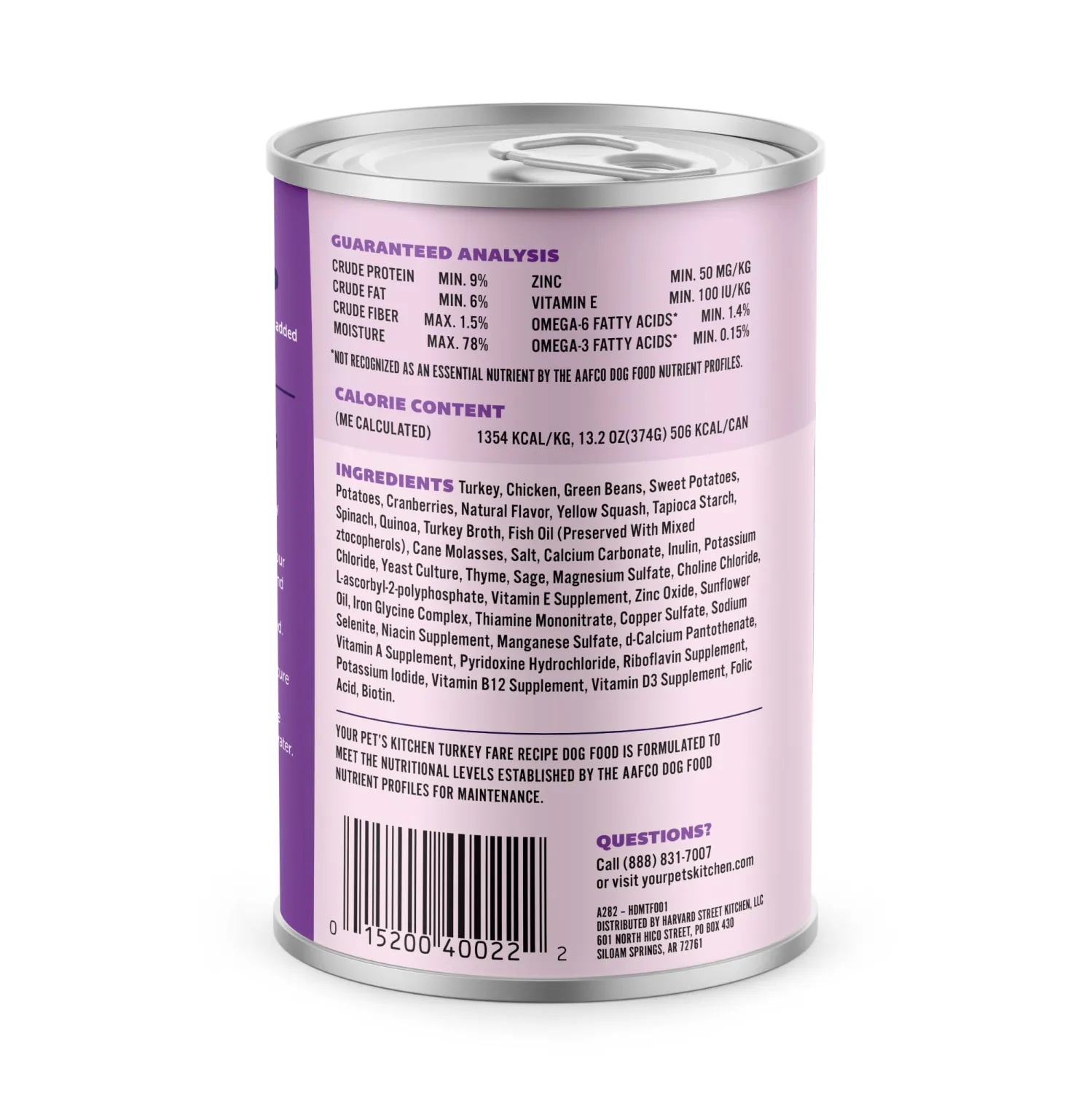 Your PET'S Kitchen Wet Dog Food, Turkey Fare Recipe - 13.2 oz Cans (Pack of 6), Made in The USA with Real Turkey