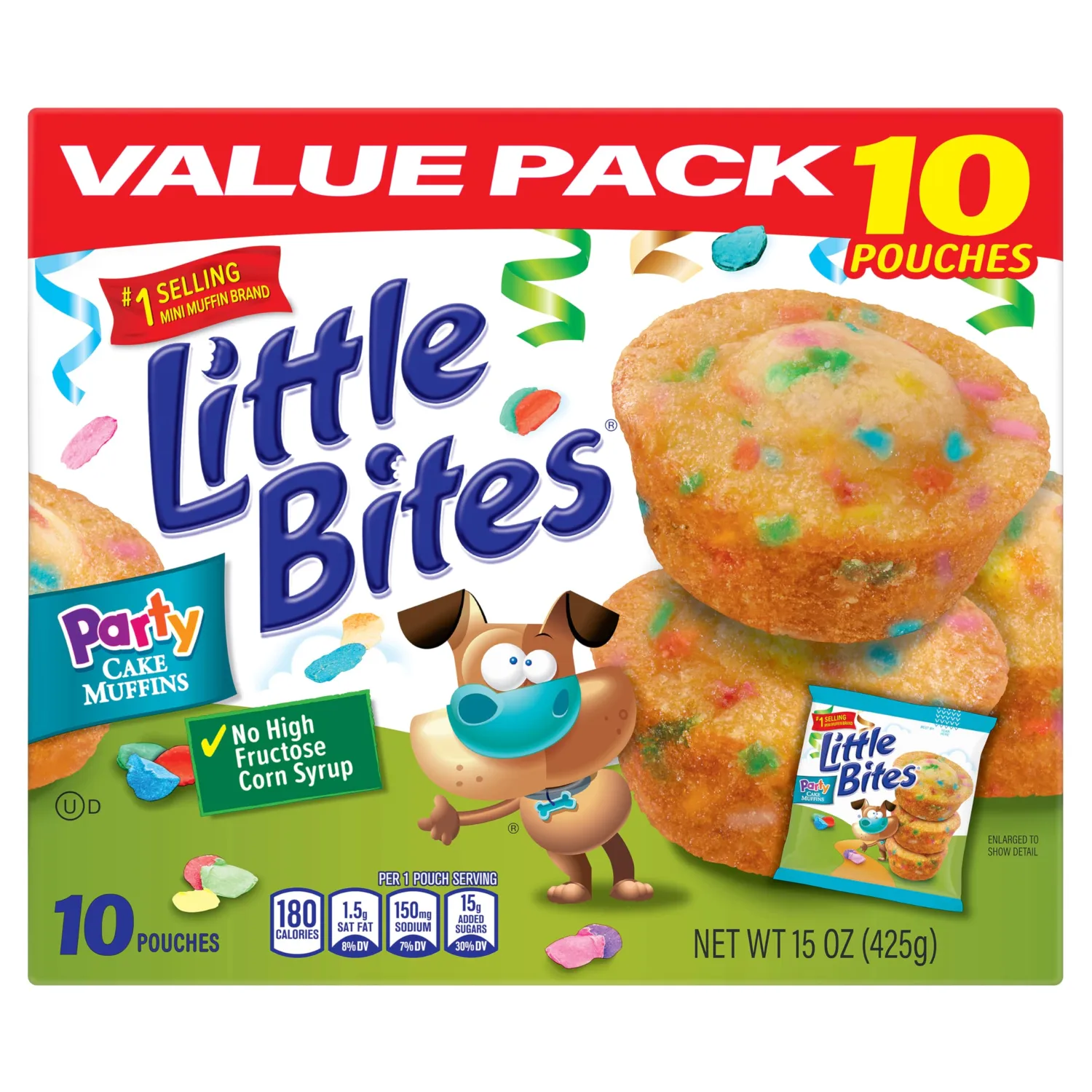 (Value Pack) Little Bites Party Cake Muffins, 10 individual packs, (1.5 oz each), Cake and Sprinkles Mini Muffins, 15 oz Multipack