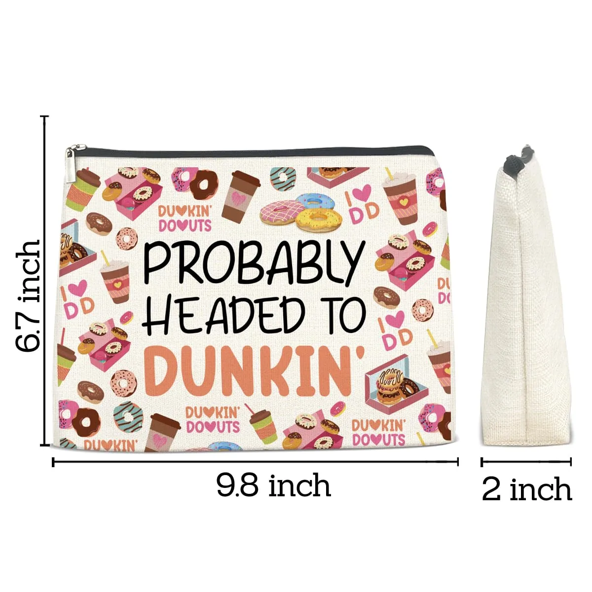 Nurawo Probably Headed Makeup Bag Donut Cosmetic Bags for Women Donut Lover Gifts Chic Coffee Refreshment Merch Makeup Pouch With Zipper
