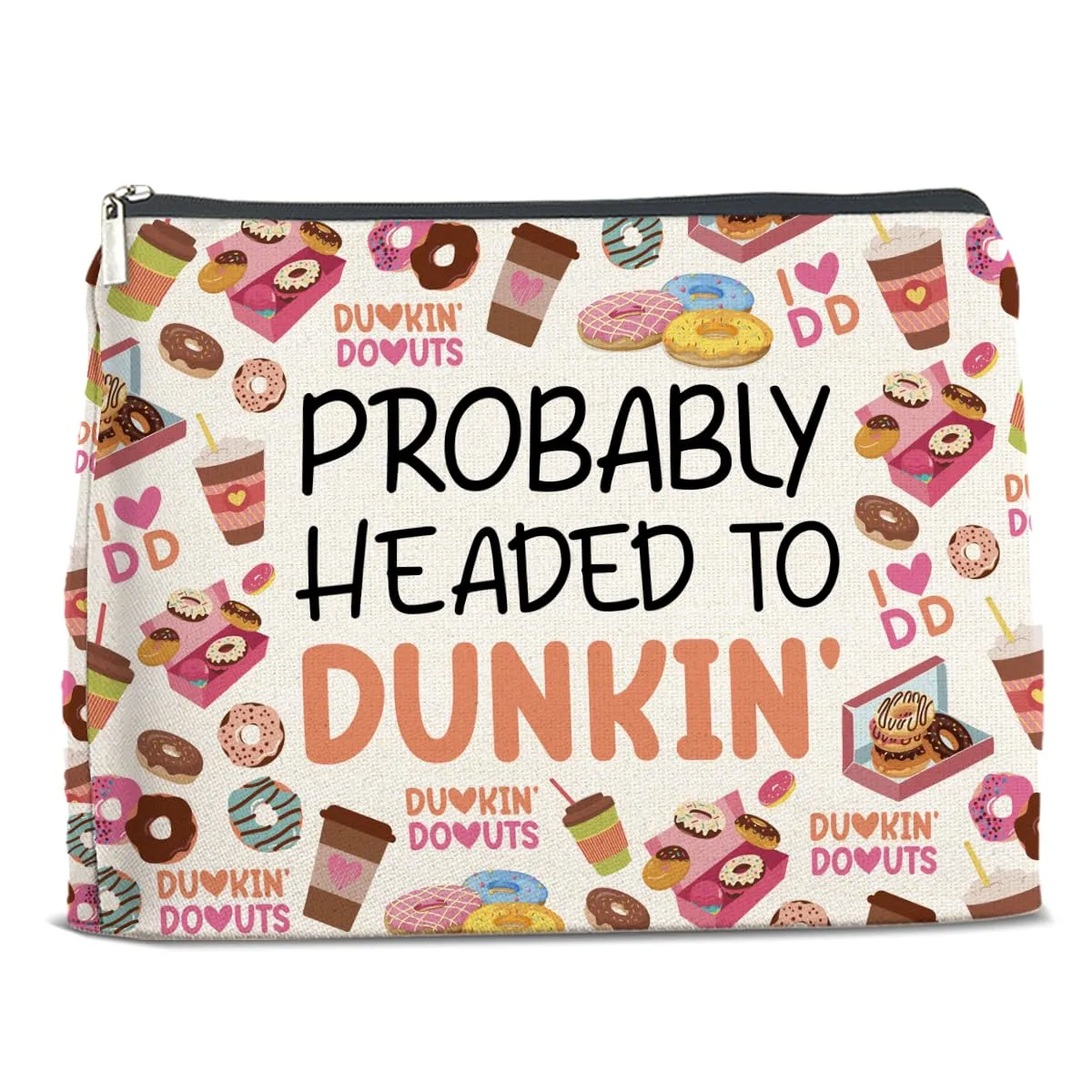 Nurawo Probably Headed Makeup Bag Donut Cosmetic Bags for Women Donut Lover Gifts Chic Coffee Refreshment Merch Makeup Pouch With Zipper