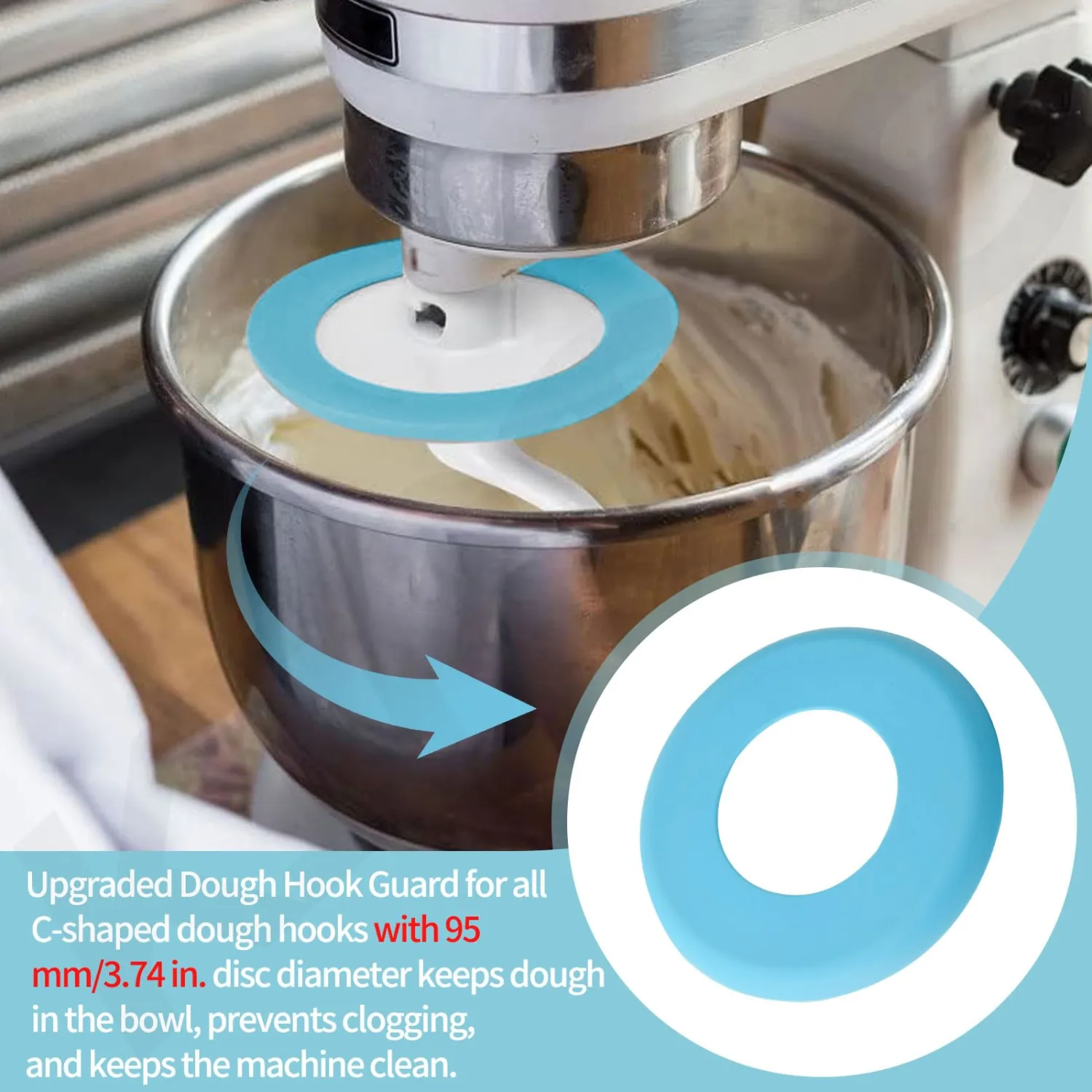 Upgrade Dough Hook Shield Compatible with Kitchen Aid 4.5qt & 5qt Tilt Head Stand Mixers and Dough Hook, Easy Installation and Easy Cleaning