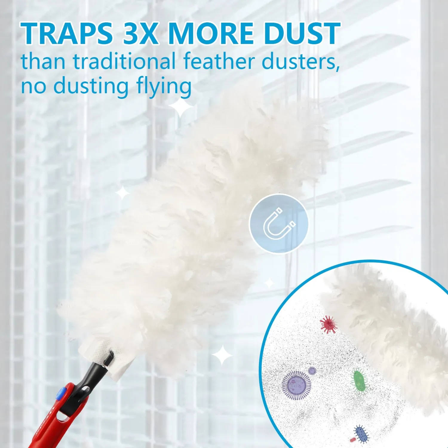 20 Count Heavy Duty Dusting Refills Disposable Compatible with Ocedar Flexible Duster Red Handle