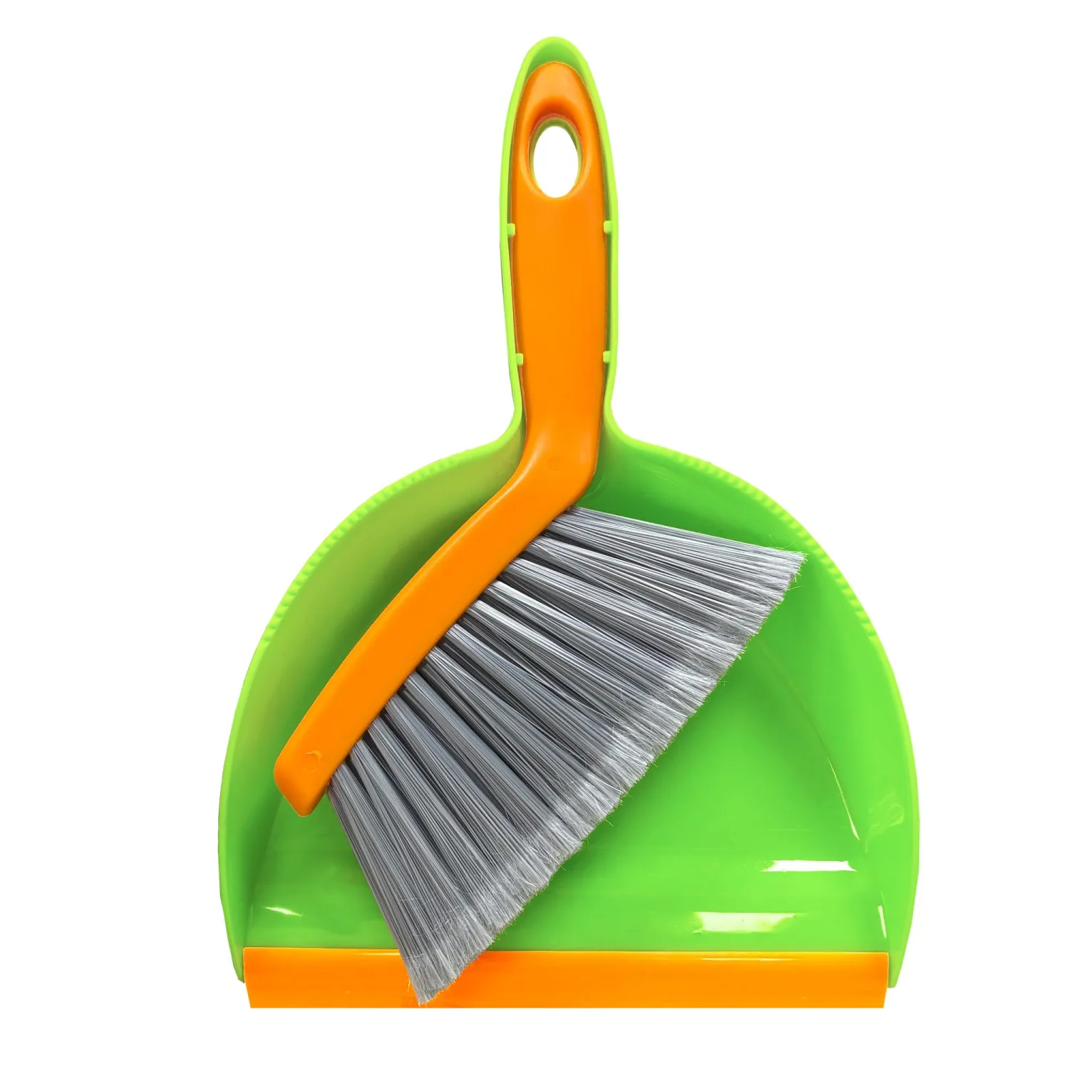 Mini Broom with Dustpan Combo Set Small Dust pan and Brush Set Quick Cleanup Debris Dust for Floor Countertop Worktop Desk Pet Cage (Green+Orange)