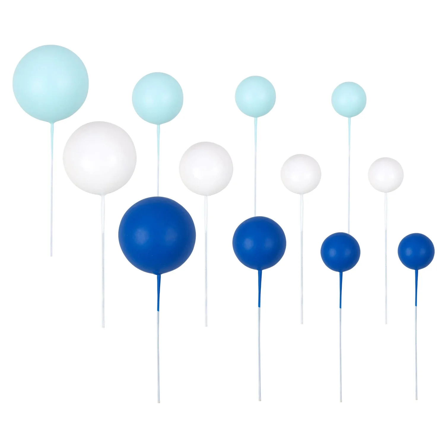 Gyufise 30Pcs Ball Cake Picks Colorful Ball Shaped Cake Topper Mini Balloons Pearl Balls Cupcake Picks Ball Cake Insert Topper for Birthday Party Wedding Decoration Supplies Blue White Dark Blue
