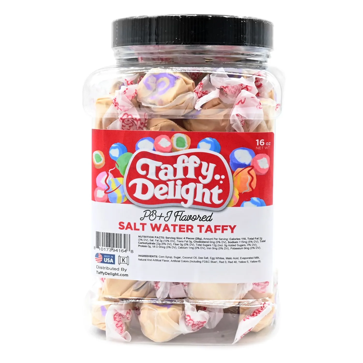 Taffy Delight Salt Water Taffy (16oz, PB&J Flavored)