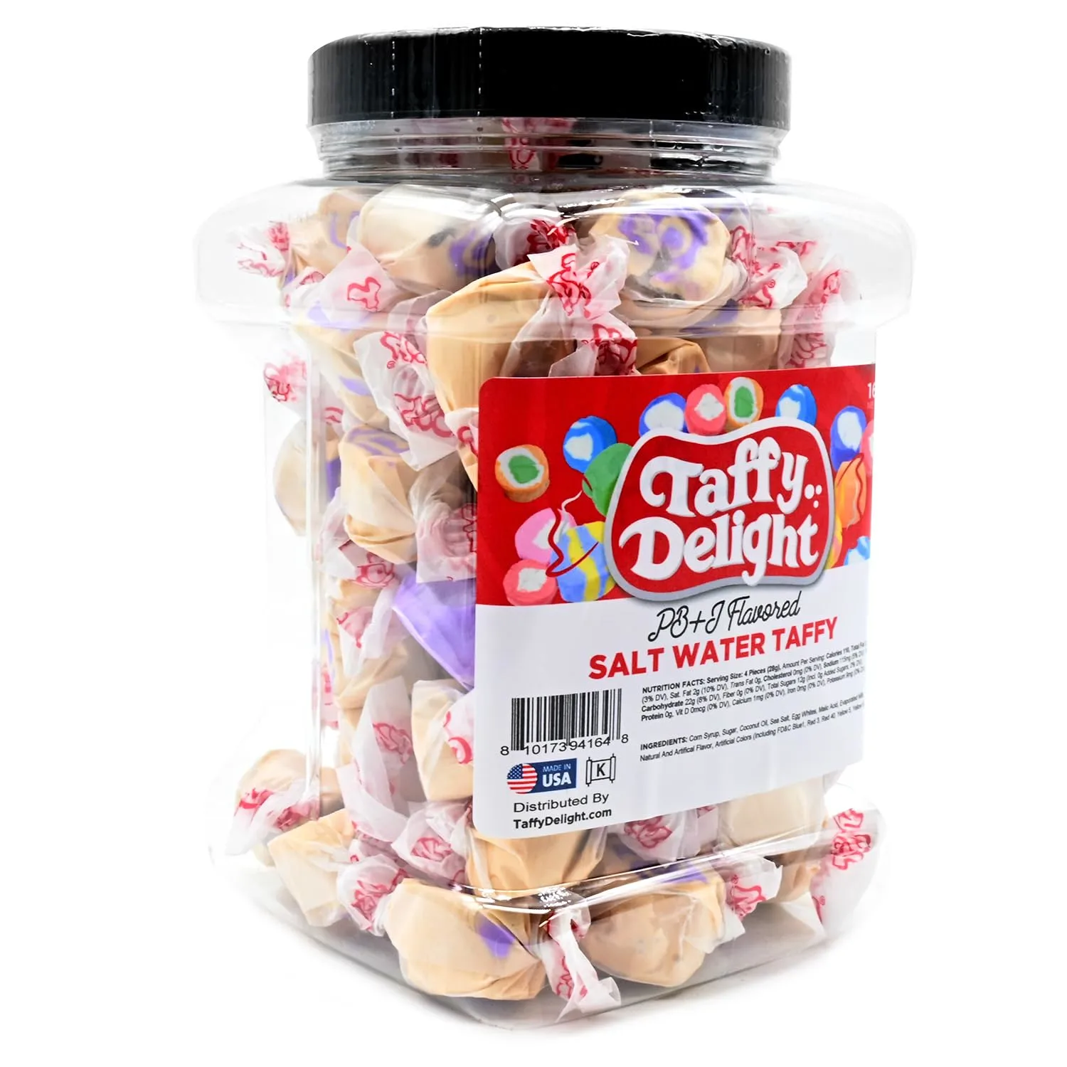 Taffy Delight Salt Water Taffy (16oz, PB&J Flavored)