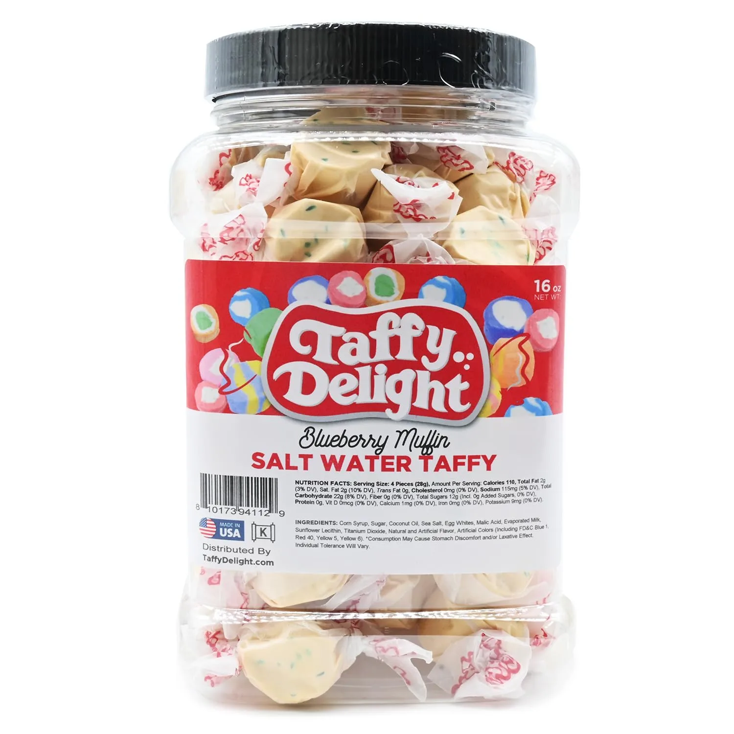 Taffy Delight Salt Water Taffy (16oz, Blueberry Muffin)