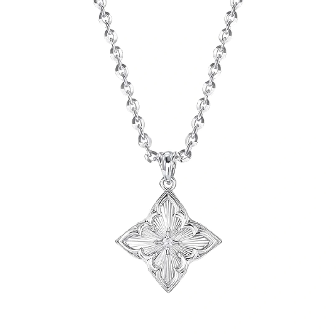 14k Gold-plated Zircon Pendant Necklace With A Clavicle Chain
