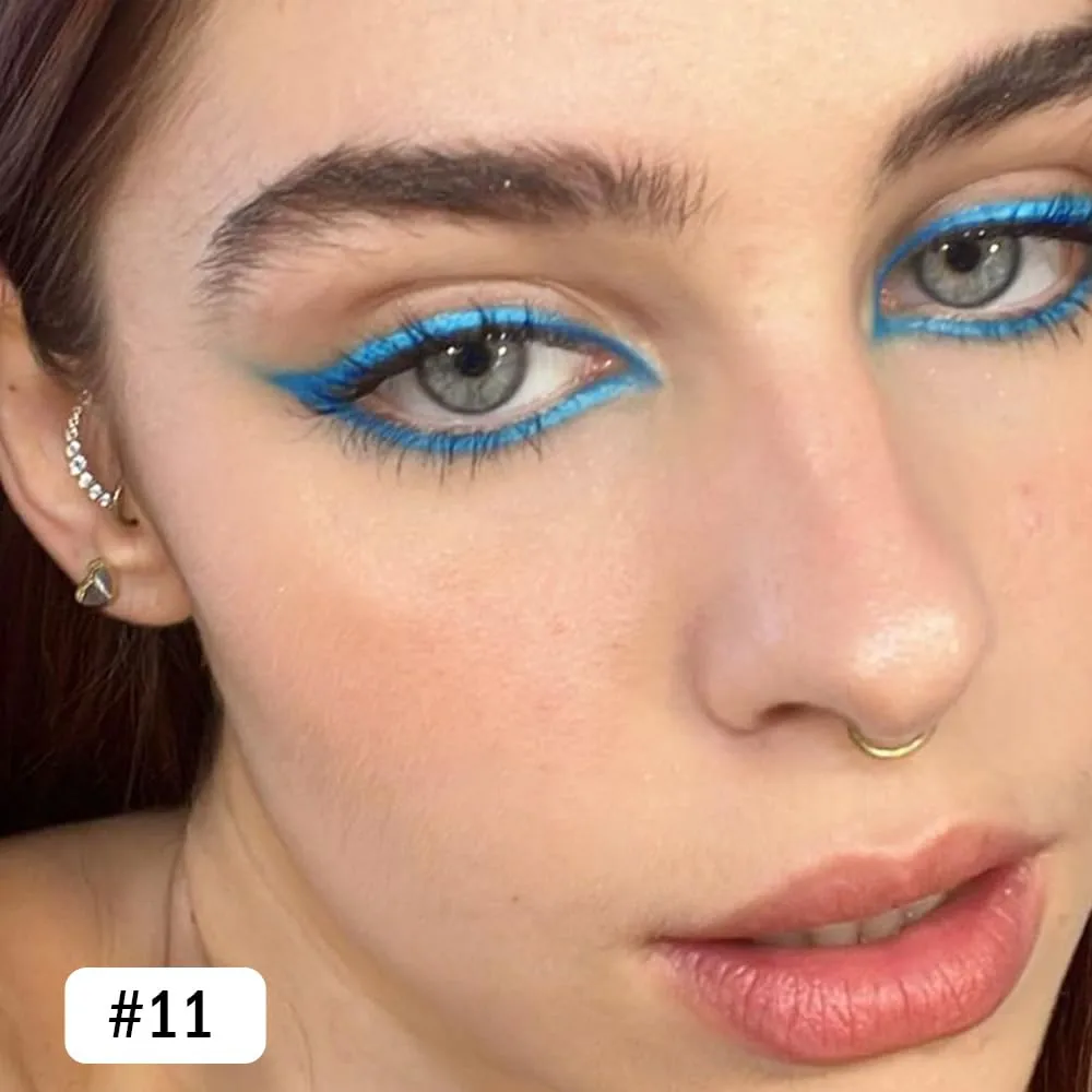 evpct Blue Eyeliner Pencils for Eyes, Sea Navy Blue Colored Eye Liner Pencil Makeup Waterproof Smudge Proof, Colored Gel Waterline Eyeliner Liquid, Face Eye Paint Stick Halloween Makeup 11