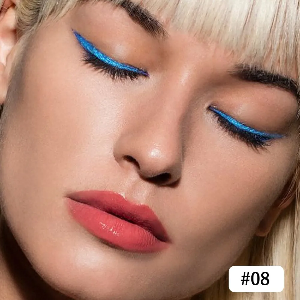 evpct Blue Glitter Eyeliner Pencil for Eyes, Dark Sea Blue Metallic Shimmer Eye Liner Pencil Makeup Waterproof Smudge Proof, Colored Gel Waterline Eyeliner, Face Eye Paint Stick Halloween Makeup 08