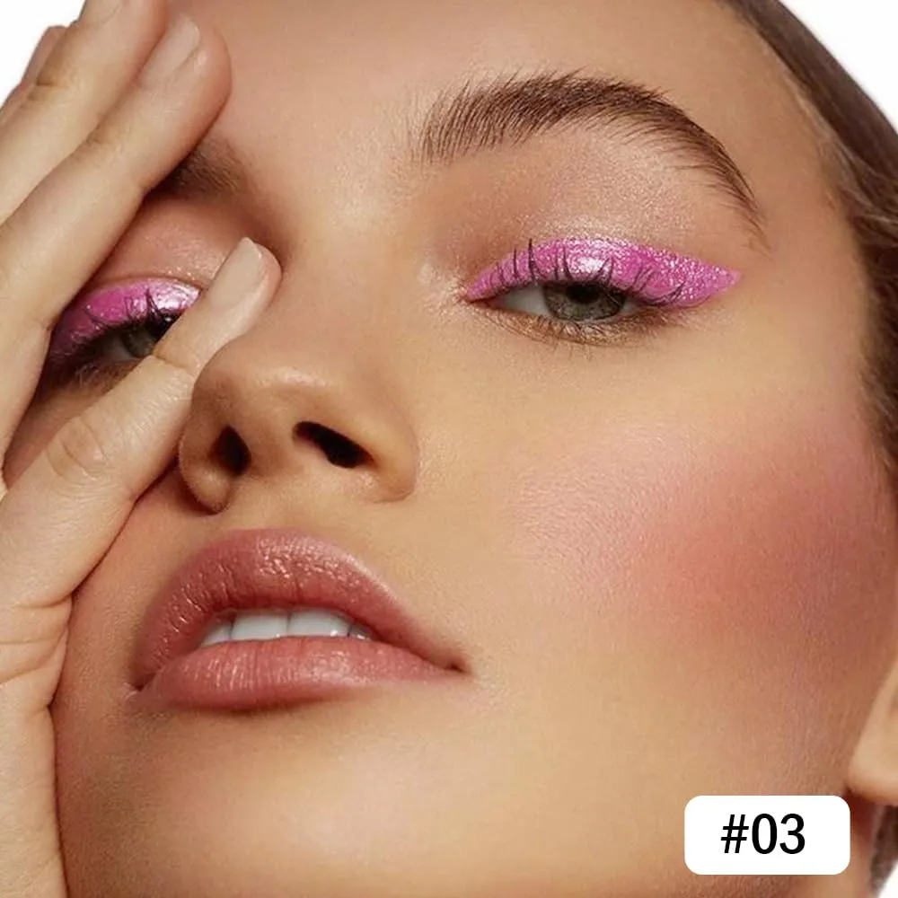 evpct Pink Glitter Eyeliner Pencils for Eyes, Pink Metallic Shimmer Eye Liner Pencil Makeup Waterproof Smudge Proof, Colored Gel Waterline Eyeliner Liquid, Face Eye Paint Stick Halloween Makeup 03