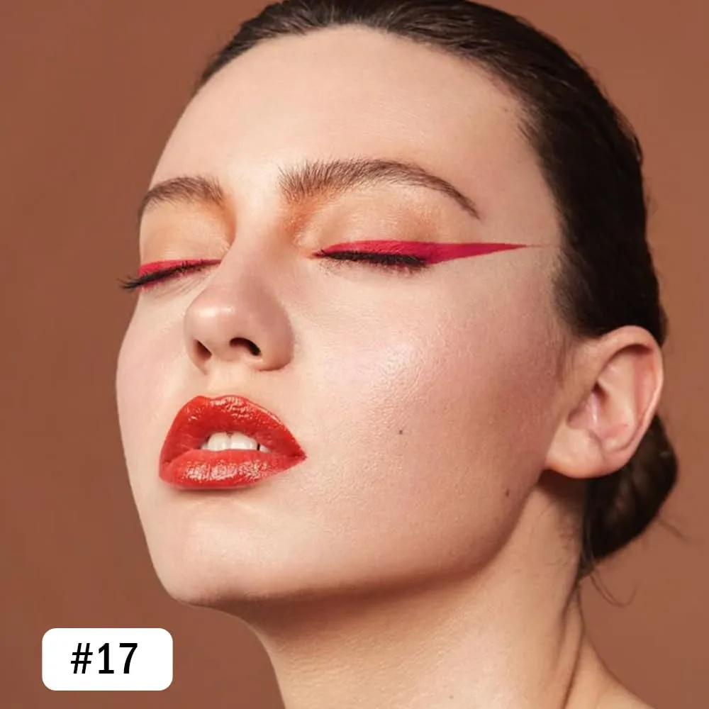 evpct Red Eyeliner Pencils for Eyes, True Red Colored Eye Liner Pencil Pen Makeup Waterproof Smudge Proof, Colored Gel Waterline Eyeliner Liquid, Face Eye Paint Stick Halloween Makeup 17