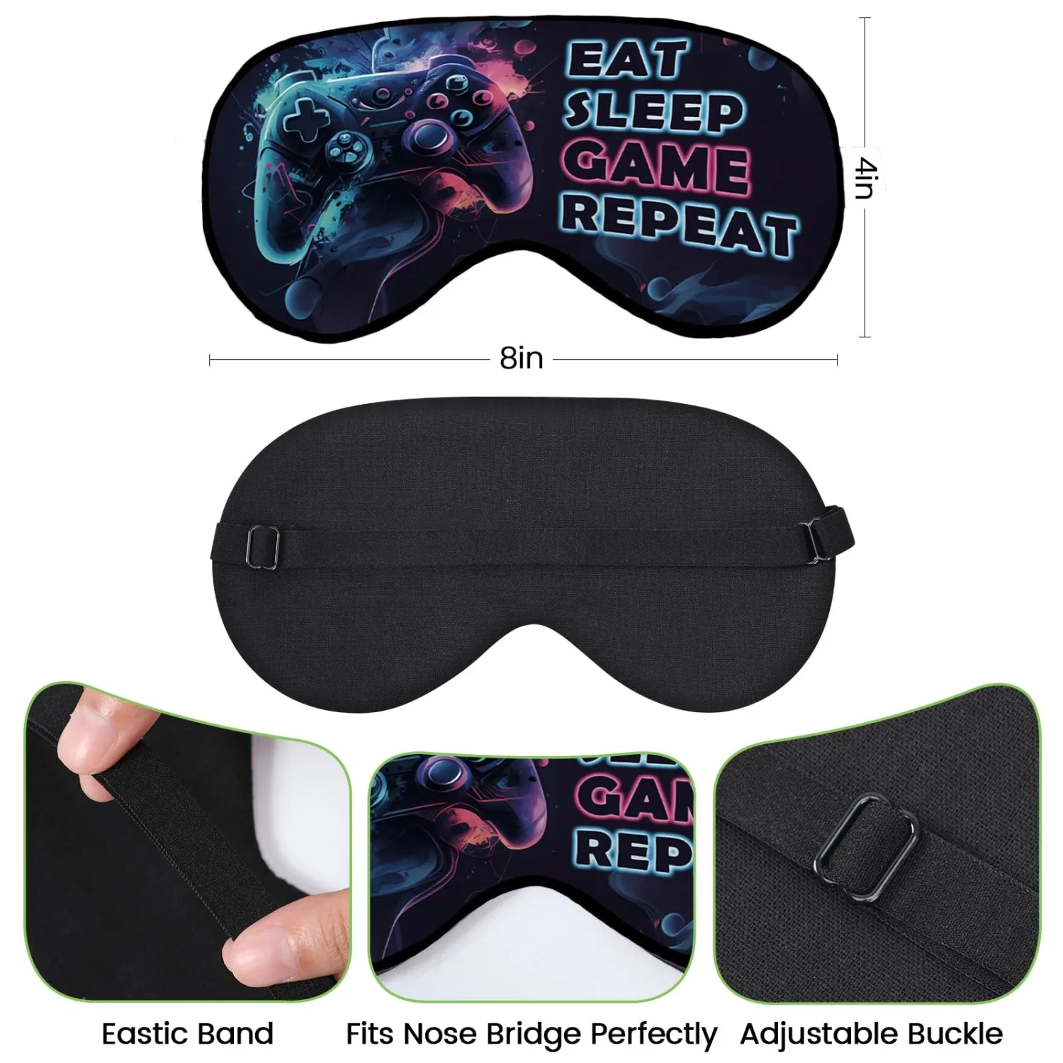2 Pcs Boys Sleep Eye Mask, Guys Blackout Sleeping Silk Mask for Kids Adult Children's Travel Eye Cover Blindfold for Game