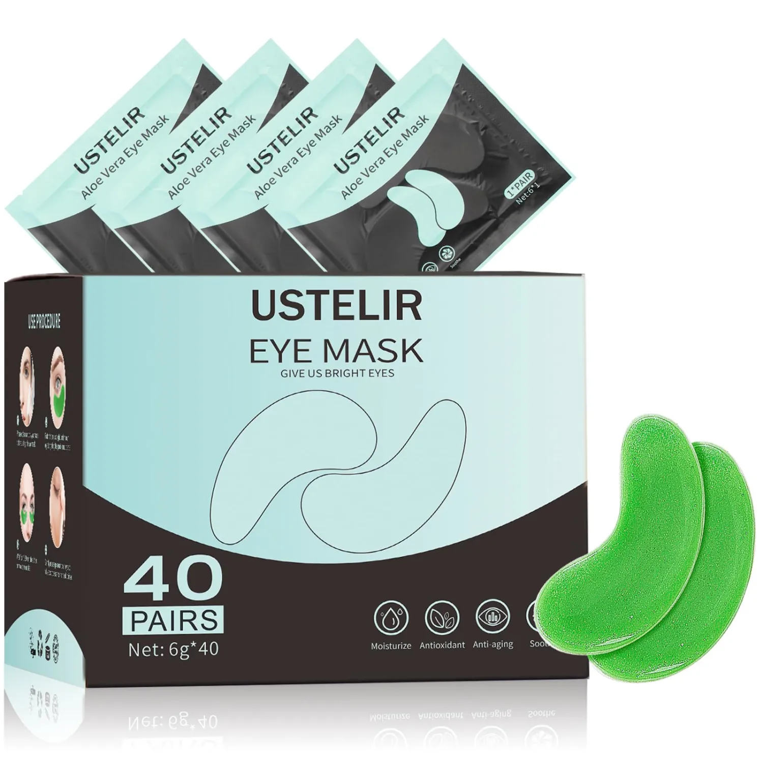 Under Eye Patches, 40 Pairs Eye Mask for Dark Circles, Puffy Eyes, Undereye Bags,Wrinkles,Eye Mask Patches with Aloe Vera, Eye Treatment Skin Care for Men & Women Gift