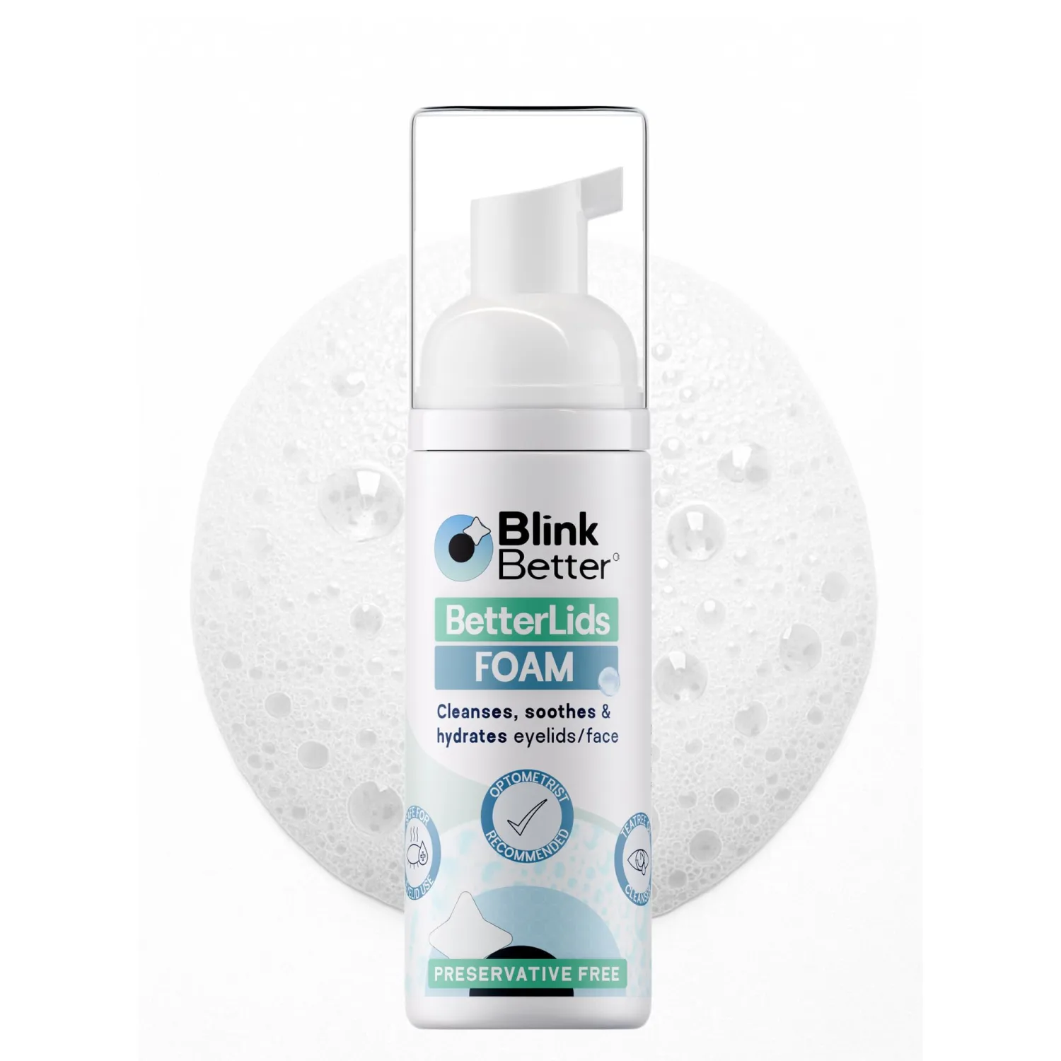 BetterLids Foaming Eyelid Cleanser – Gentle Daily Foam for Eyelids & Lashes – Soothing Tea Tree Oil Formula with Ectoin & Centella, Non-Stinging, Preservative-Free, 2 fl oz