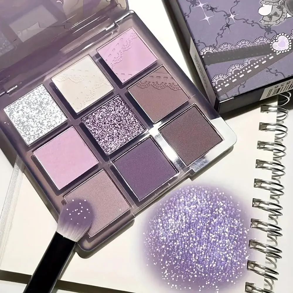 URQT Lavender Whisper Eyeshadow Palette – 9 Soft Lilac & Cool Purple Shades with Matte & Glitter Shimmer Finishes, Blendable Formula for Romantic Everyday Looks
