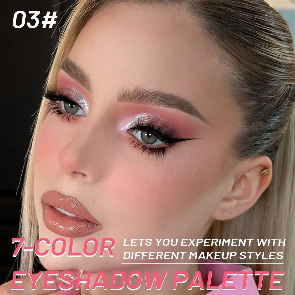 7Colors Eyeshadow Makeup Palette,Pink Mauve Brown Champagne Natural Neutral Eye Shadow Palettes for Older Women,Long Lasting Naturing-Looking,Lightweight,Eye Makeup Kit Travel Size,Vegan