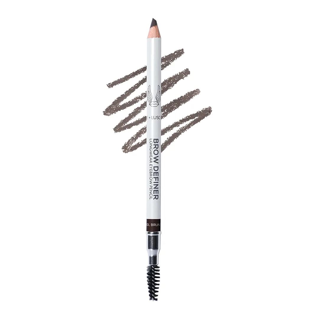 True + Luscious Brow Definer Pencil | Pomade and Powder Combo with Organic Castor Oil | Fills Shapes Eyebrows Waterproof Long-Lasting Vegan Cruelty-Free Clean Waterproof | Cool Brunette