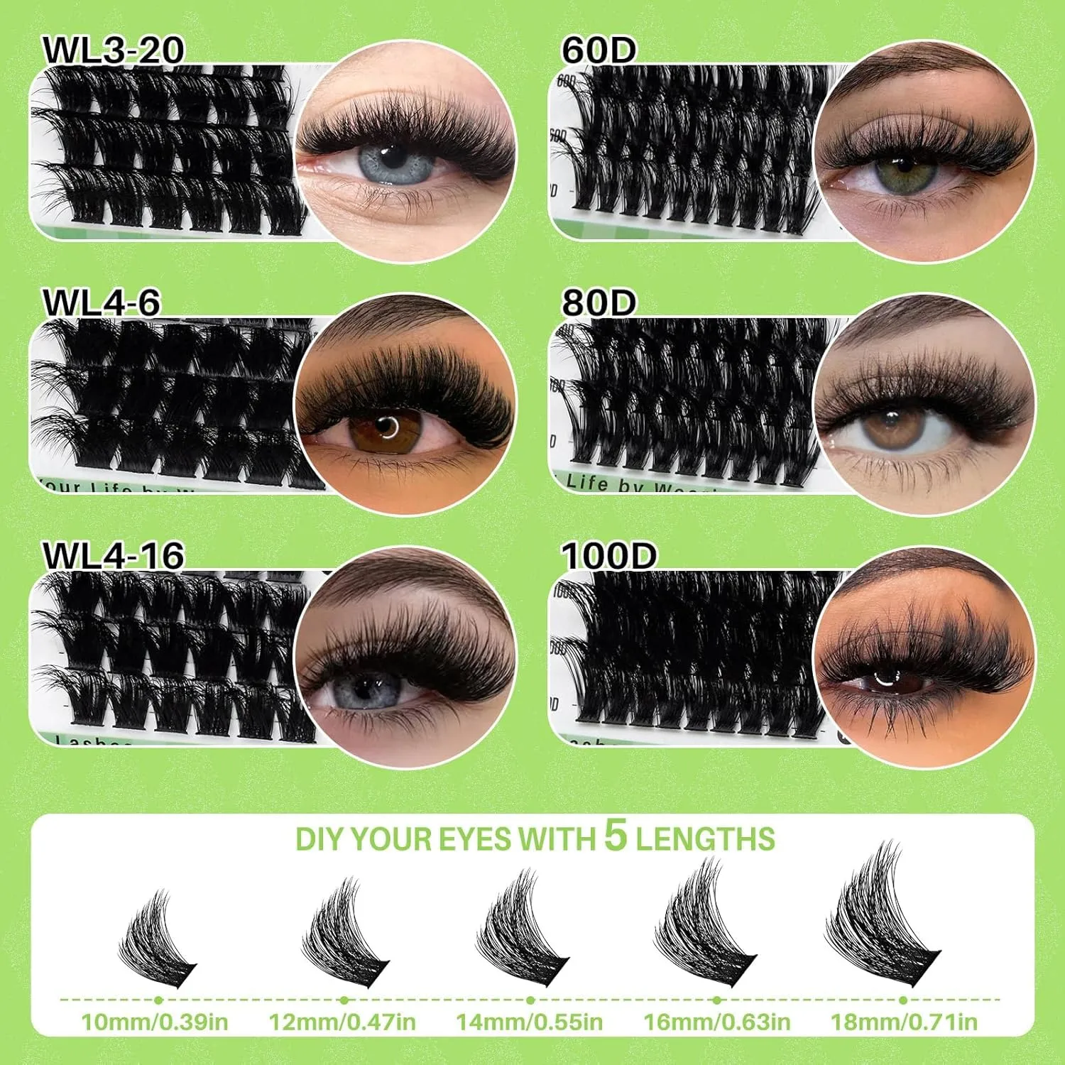 Lash Clusters Wispy Eyelash Clusters Lashes DIY Lash Extension Cluster Eyelash Extensions Volume Cluster Lashes Mix Length False Eyelashes Use At Home (WL+60D+80D+100D Lash Only)