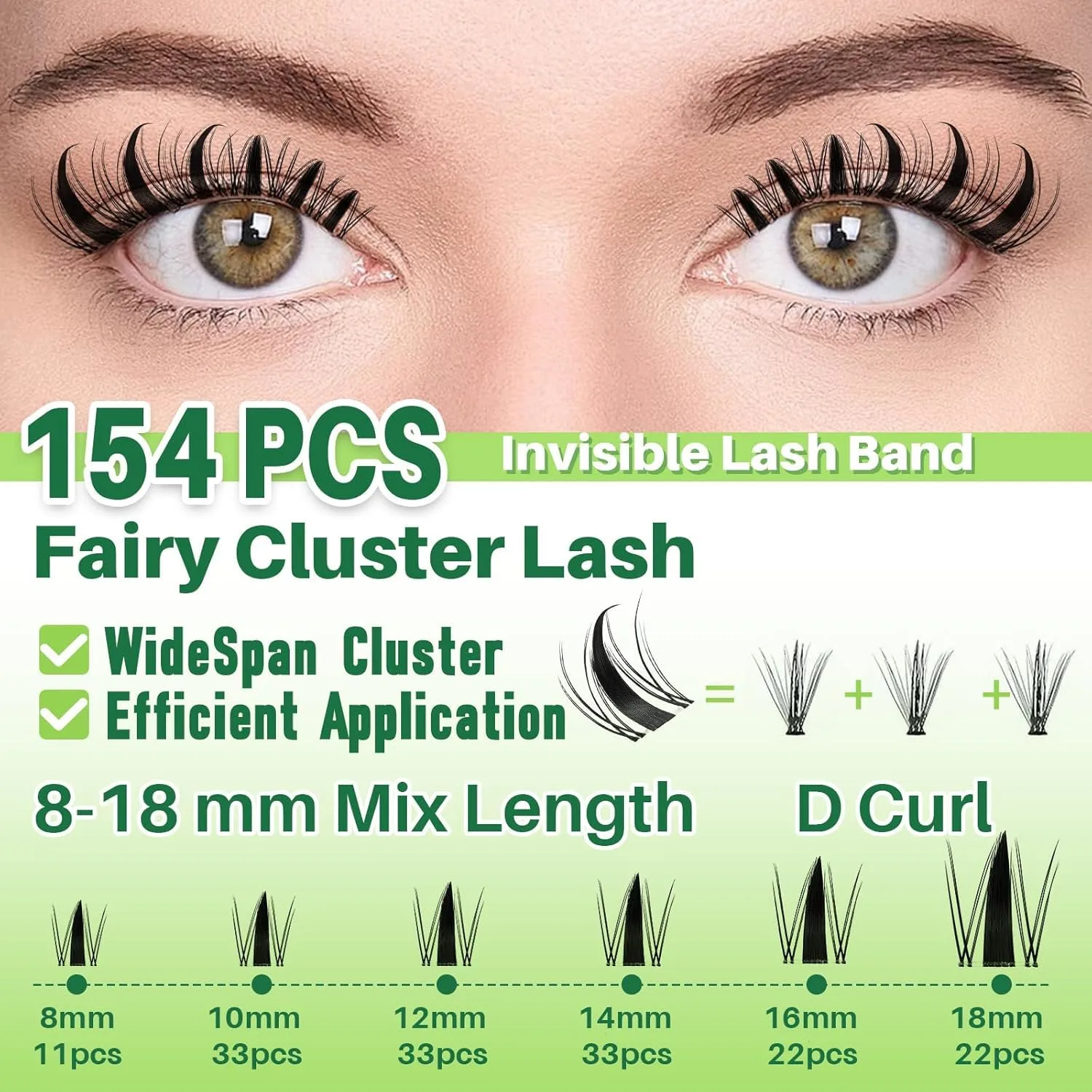 Fairy Lash Clusters Kit Lashes Clusters Wet-Look Spiky DIY Home or Travel Cluster Eyelash Extensions Pestañas Postizas Naturales Invisible Lash Band+Lash Bond&Seal,Tweezers (Fairy Kit)