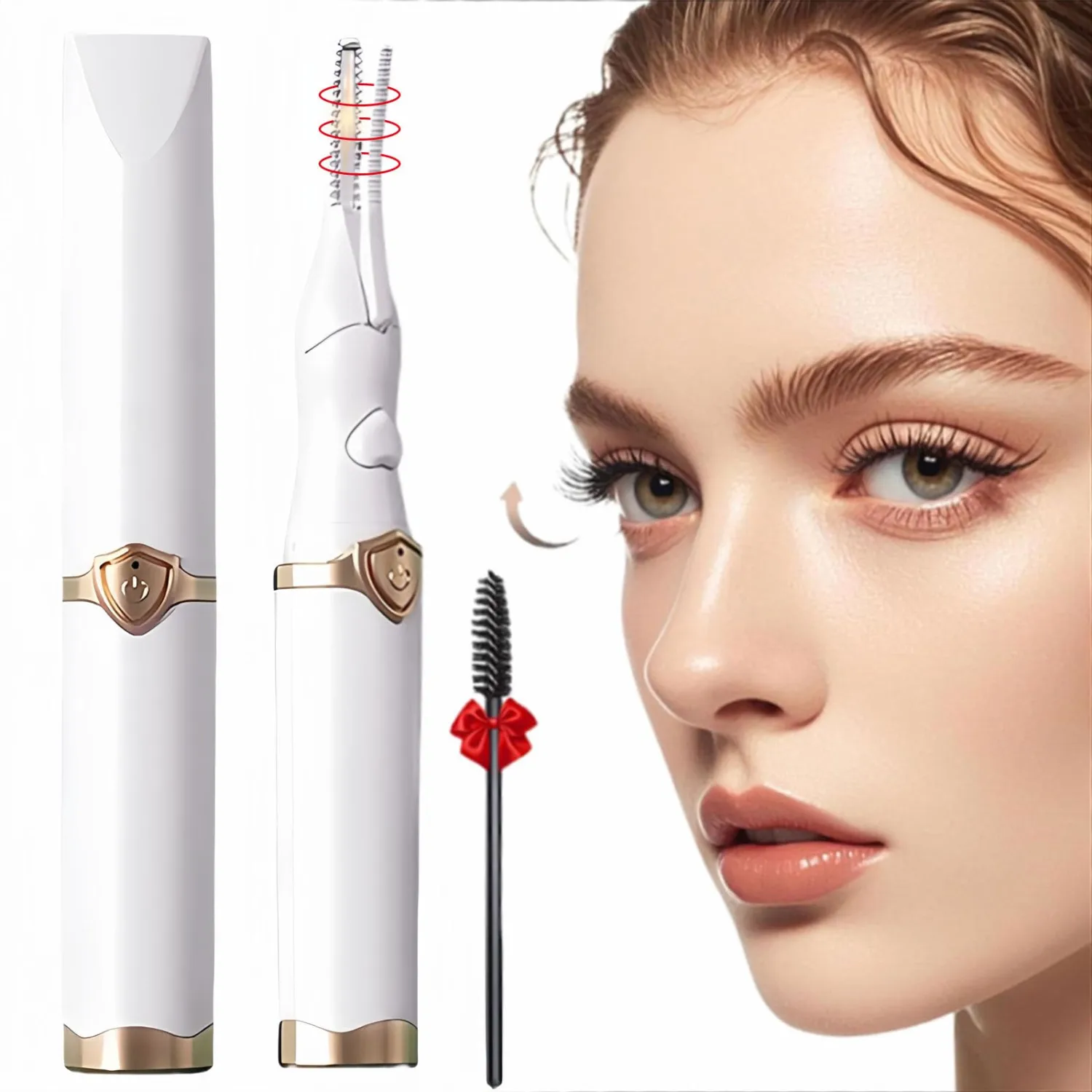 Heated Eyelash Curler - 2-in-1 Clip-Type Design, 3 Temperature Modes, USB Rechargeable Electric Eyelash Curler, Natural Curling 24H Long-Lasting Curl, Gift for Women & Girls, White-EC