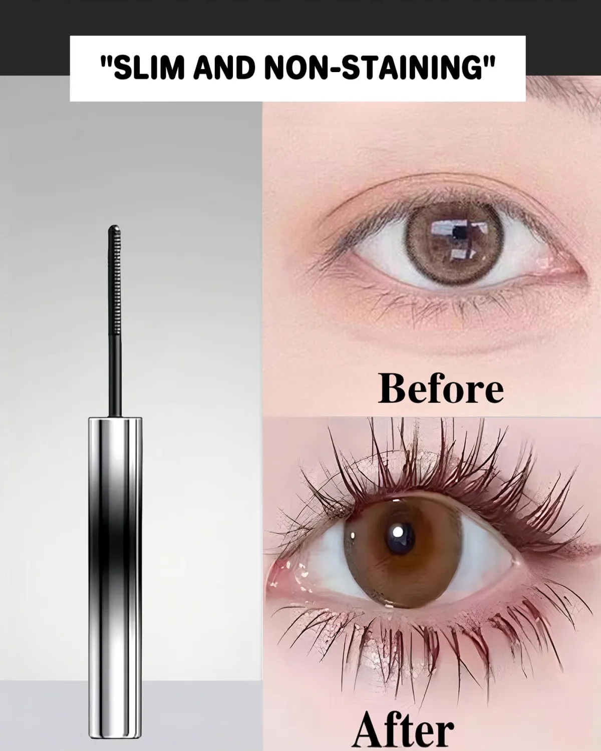 Waterproof Mascara Black, 2026 New Lengthening Tubing Mascara Waterproof Quick Drying Curling Mascara, 3D Curling Eyelash