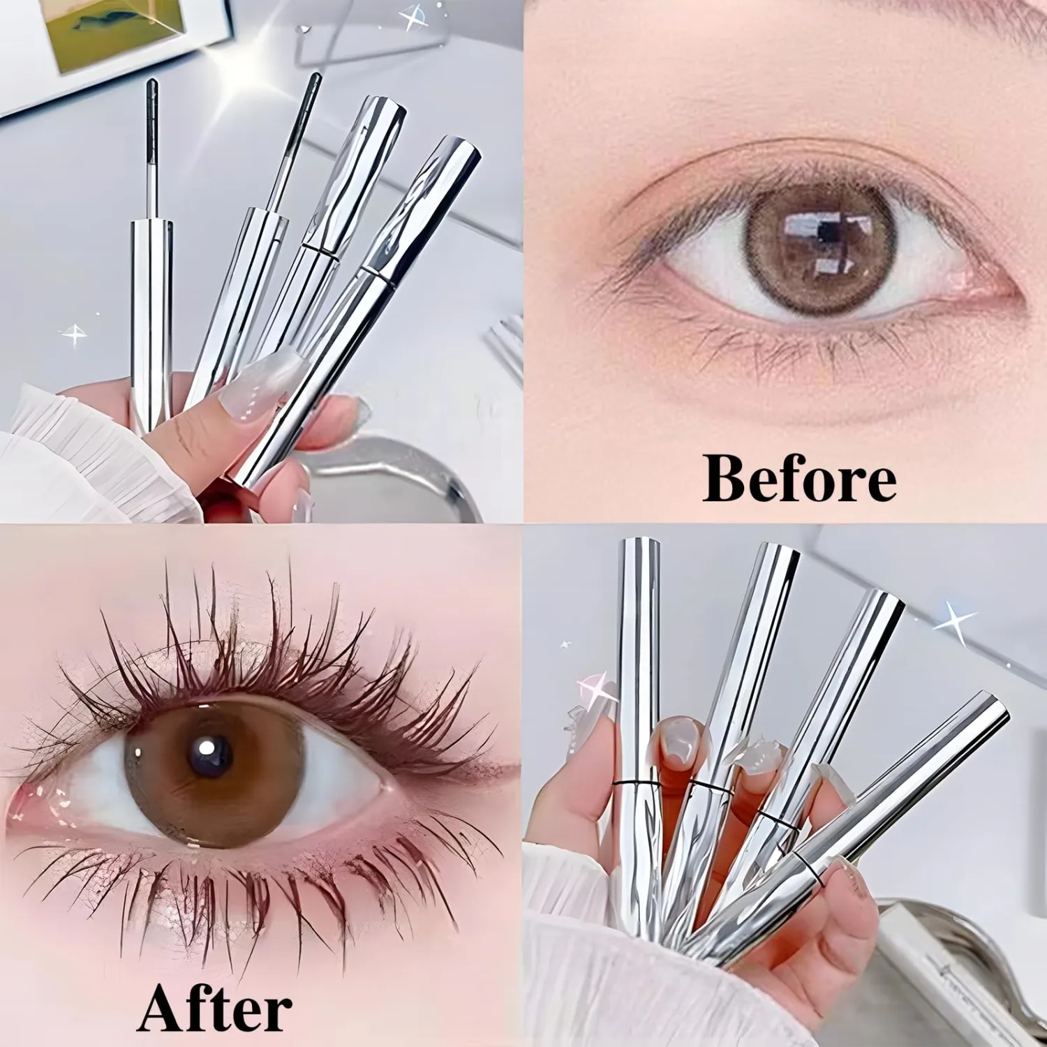 2026 New Iron Wand Mascara, Metal Mascara Telescopic Tubing Mascara Waterproof & Long-Lasting, Liquid Lash Extensions Effect, No Flaking, No Clumping, 3D Curling Wand for Bold, Defined Lashes