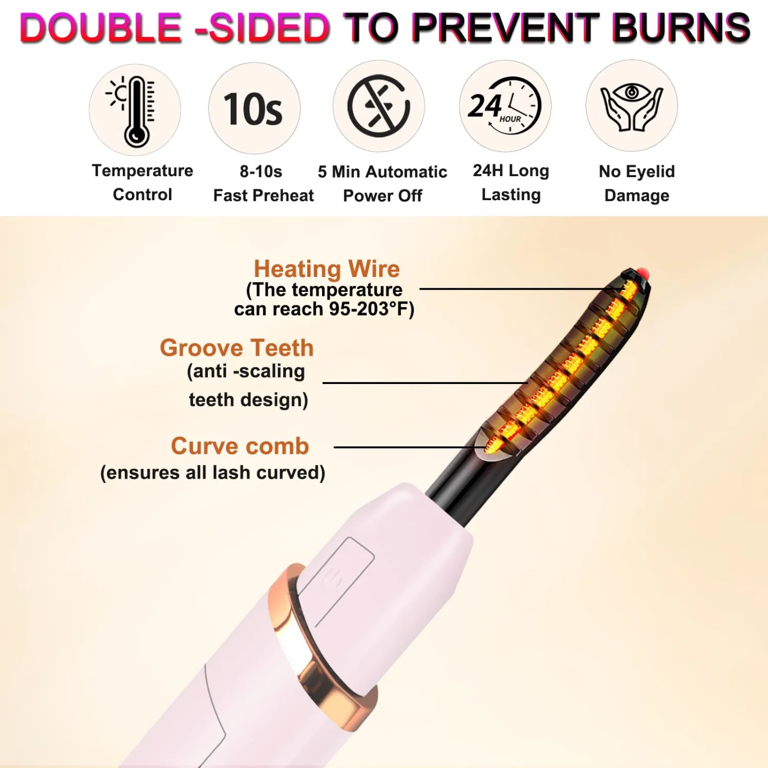 Heated Eyelash Curlers with Battery Indicator, Electric Eyelash Curler 3 Temperature Modes LED Display USB Rechargeable Makeup Tools, Heated Lash Curler Ideal Christmas Gift for Women, Sakura Pink