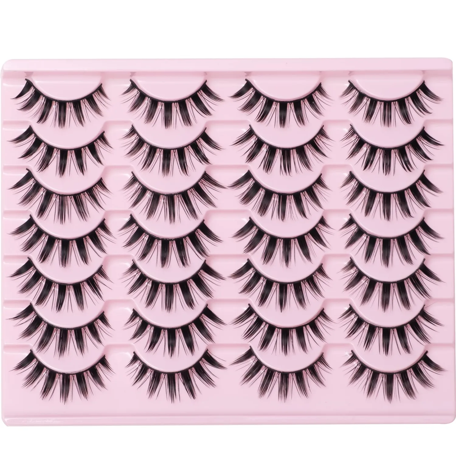Manga Anime False Eyelashes 14 Pairs, Japanese Style Doll Eye & Spiky 8D Wispy Lashes, 16MM Dramatic Thick Faux Mink for Cosplay, Theatrical Makeup & J-Fashion