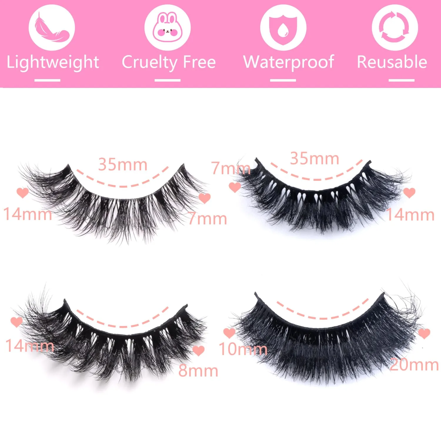 False Eyelashes 20 Pairs 4 Styles Mixed Volume False Eyelashes 8D Cat Eye Lashes D Curl Dramatic Soft Eyelash 25mm Big Long Lash Pack That Look Like Extensions