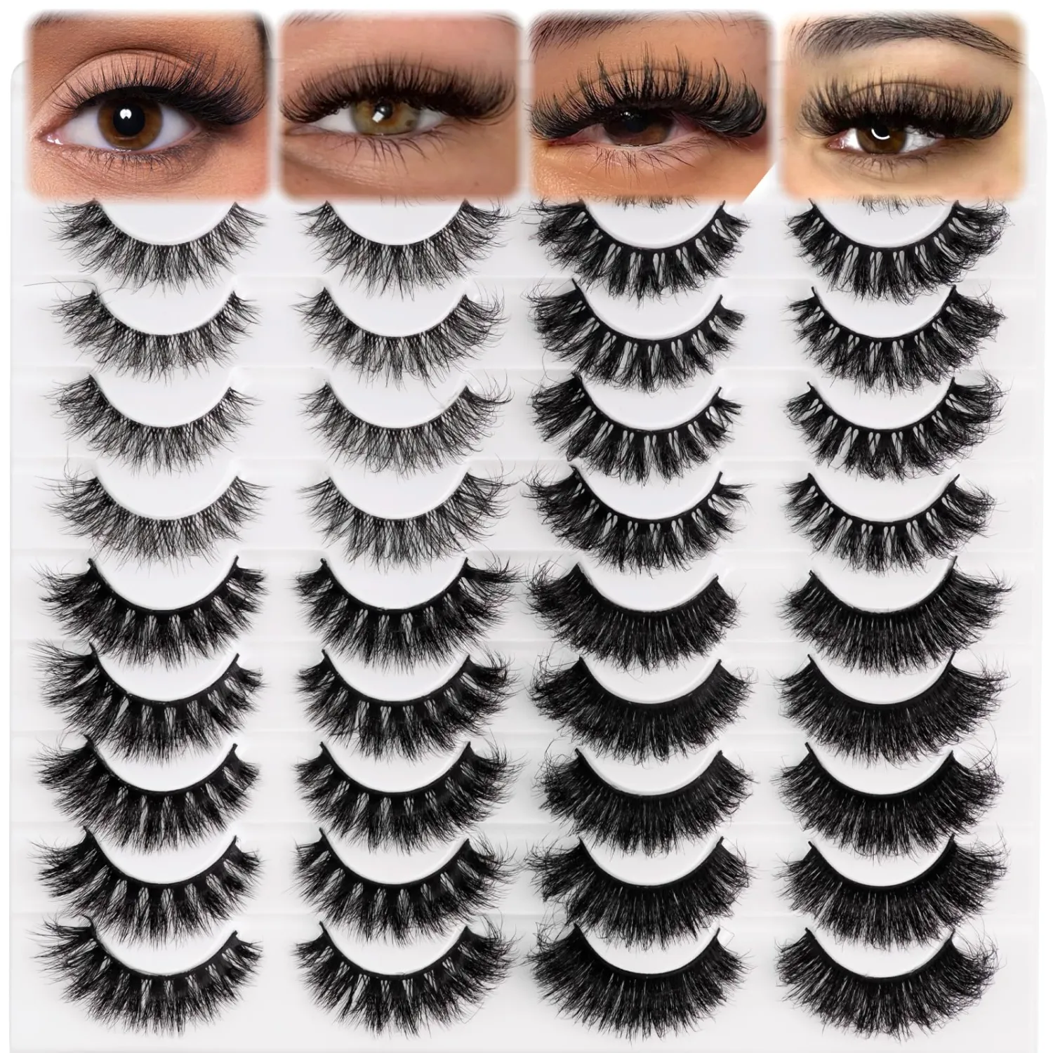 False Eyelashes 20 Pairs 4 Styles Mixed Volume False Eyelashes 8D Cat Eye Lashes D Curl Dramatic Soft Eyelash 25mm Big Long Lash Pack That Look Like Extensions