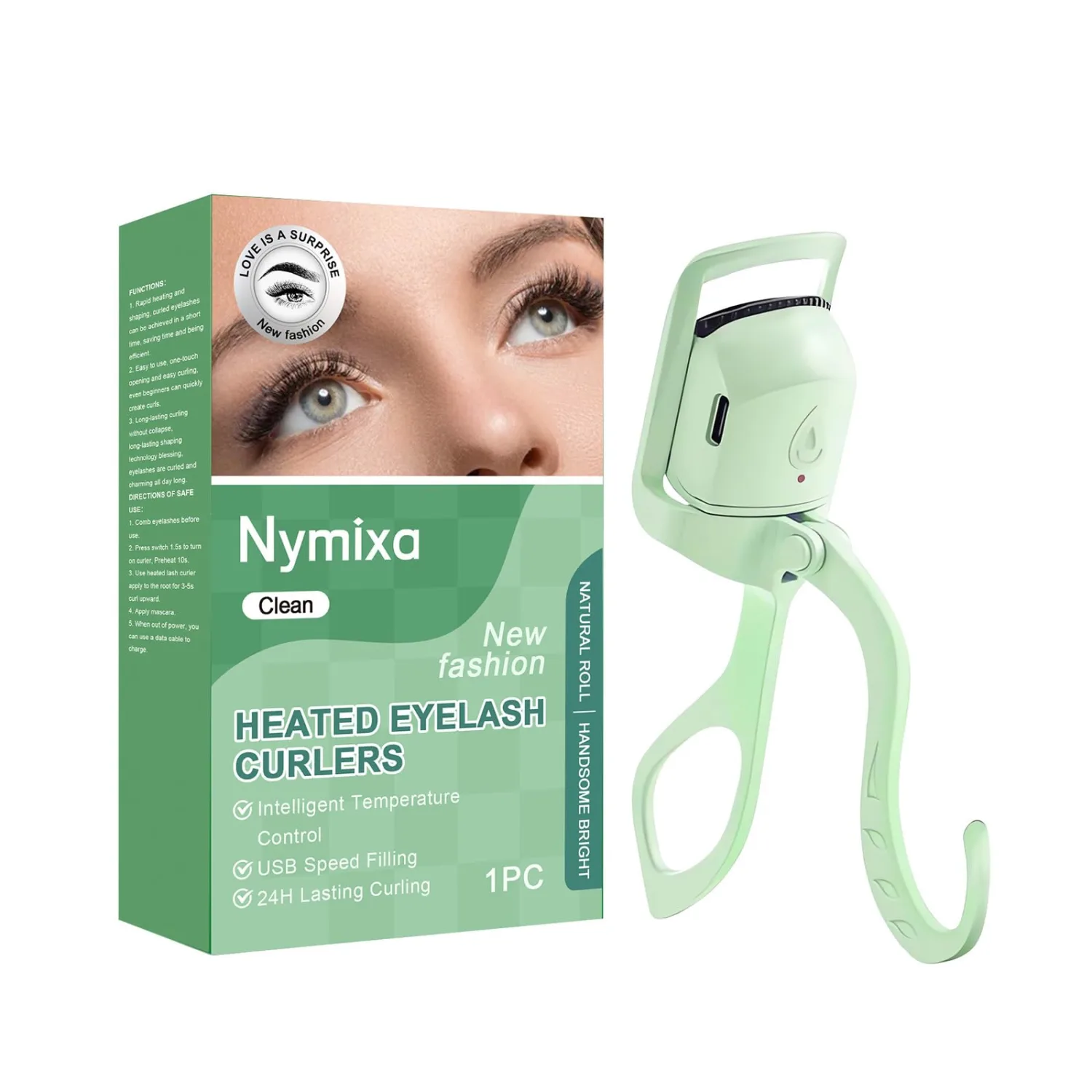 Heated Eyelash Curler, Rechargeable Electric Lash Curler for Women, Fast Heat up, Safe Anti-Burn Eye Lash Curler, Temperature Control, Electric Eyelash Curler Quick Natural Curling for Long Lasting