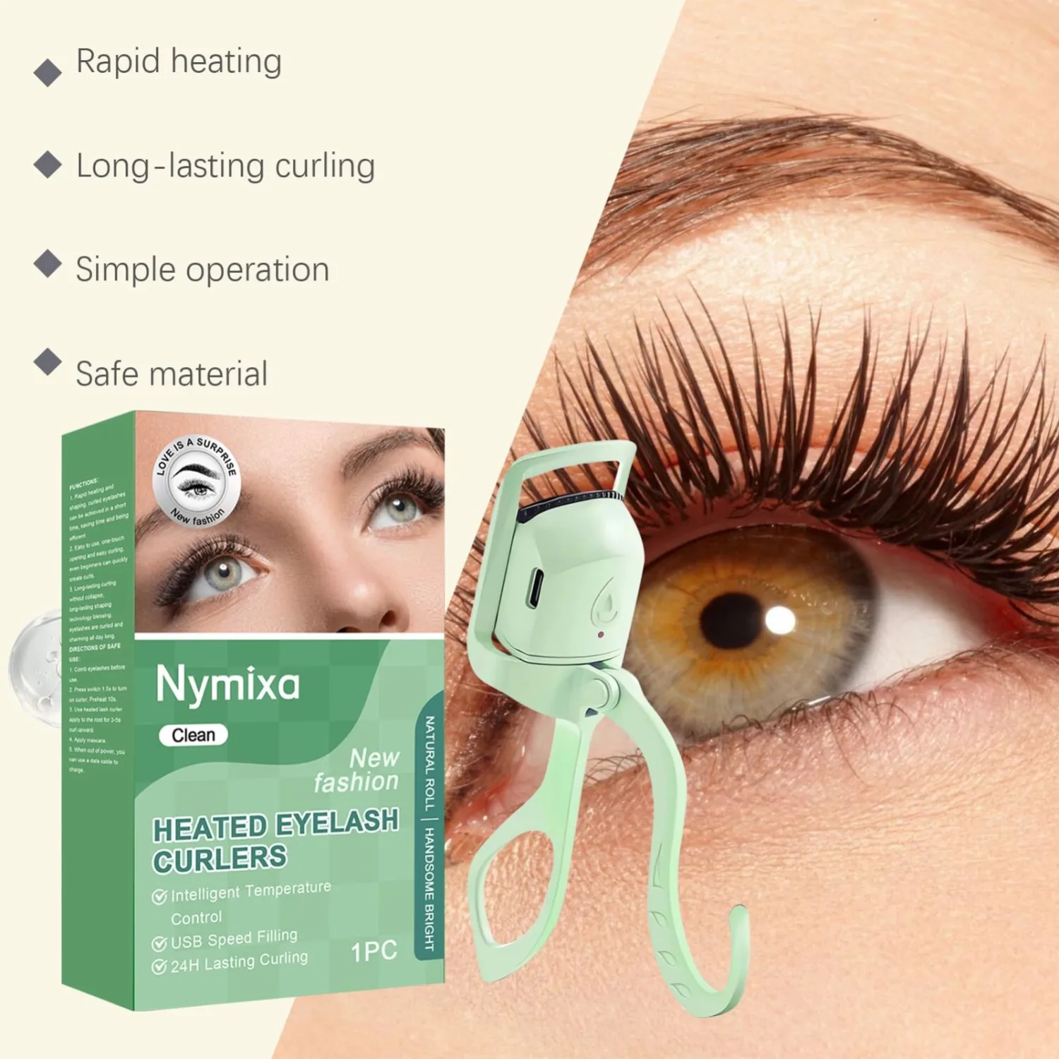Heated Eyelash Curler, Rechargeable Electric Lash Curler for Women, Fast Heat up, Safe Anti-Burn Eye Lash Curler, Temperature Control, Electric Eyelash Curler Quick Natural Curling for Long Lasting