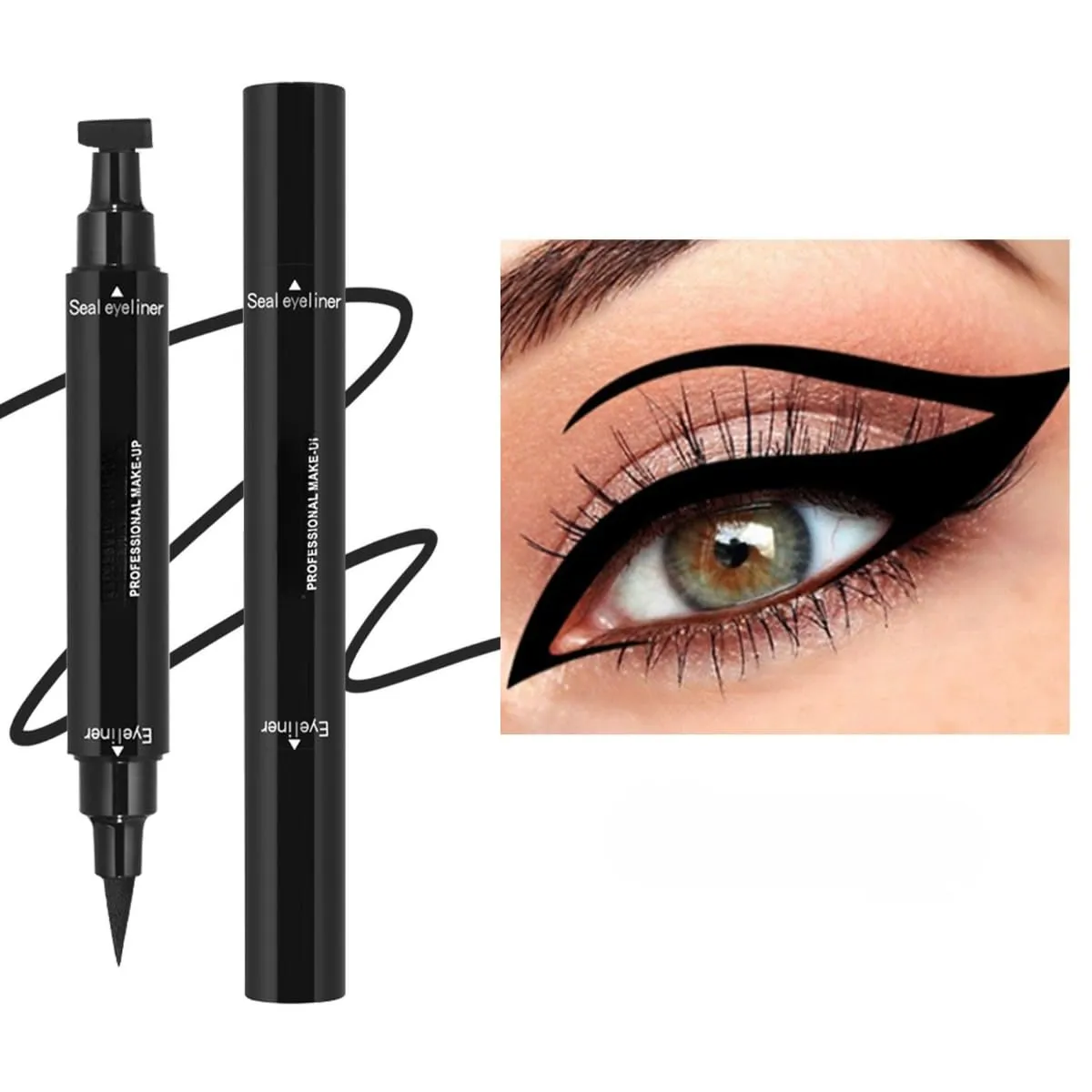 Eyeliner Stamp Double-sided Liquid Winged Eyeliner Pencil Smudgeproof Long Lasting Black